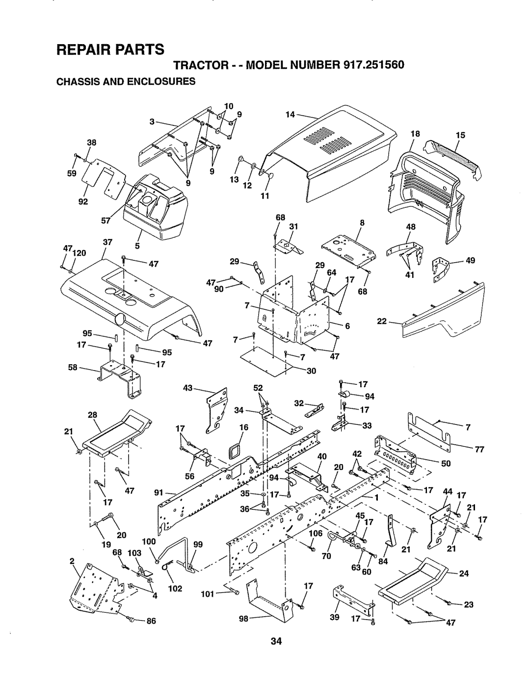 Sears 917.25156 owner manual Chassis and Enclosures, 1815 913 47120 37 5 ,----47 560 100 103 102 