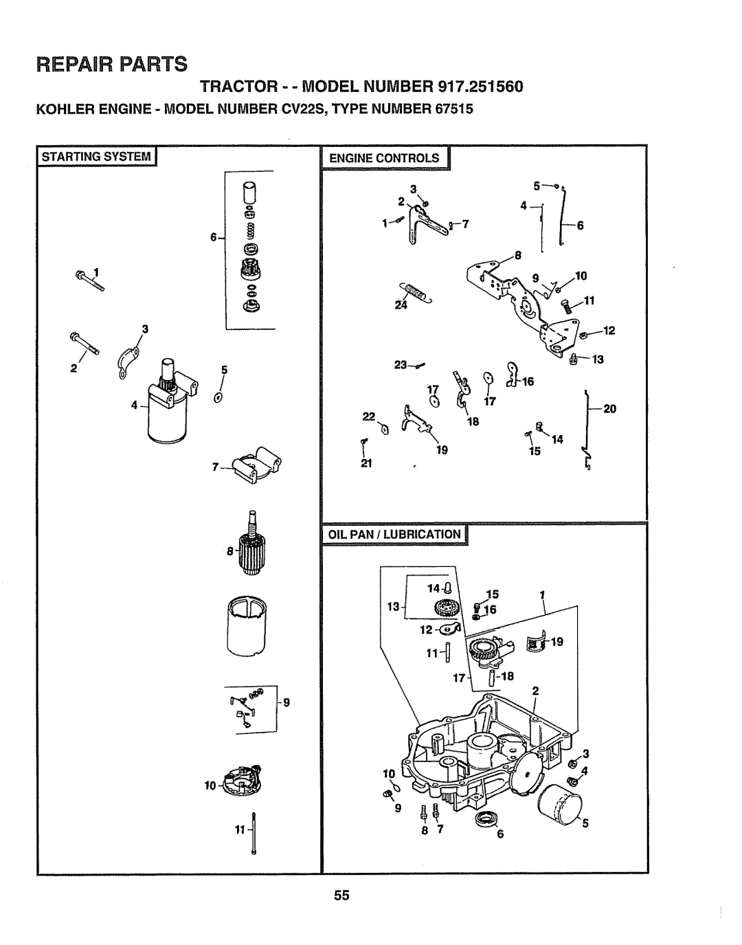 Sears 917.25156 owner manual Starting System, 14- 15 