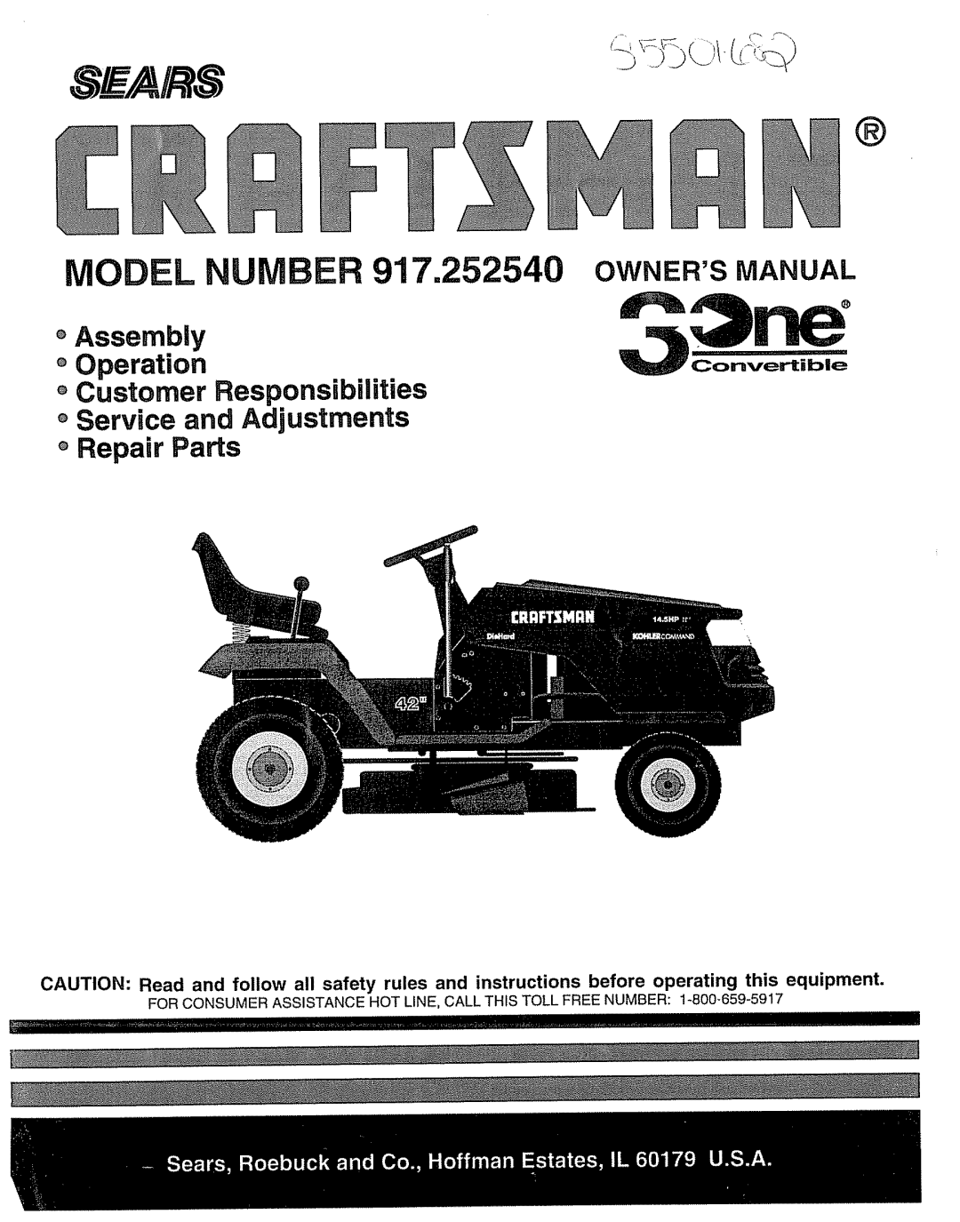 Sears 917.25254 manual Assembly Operation 