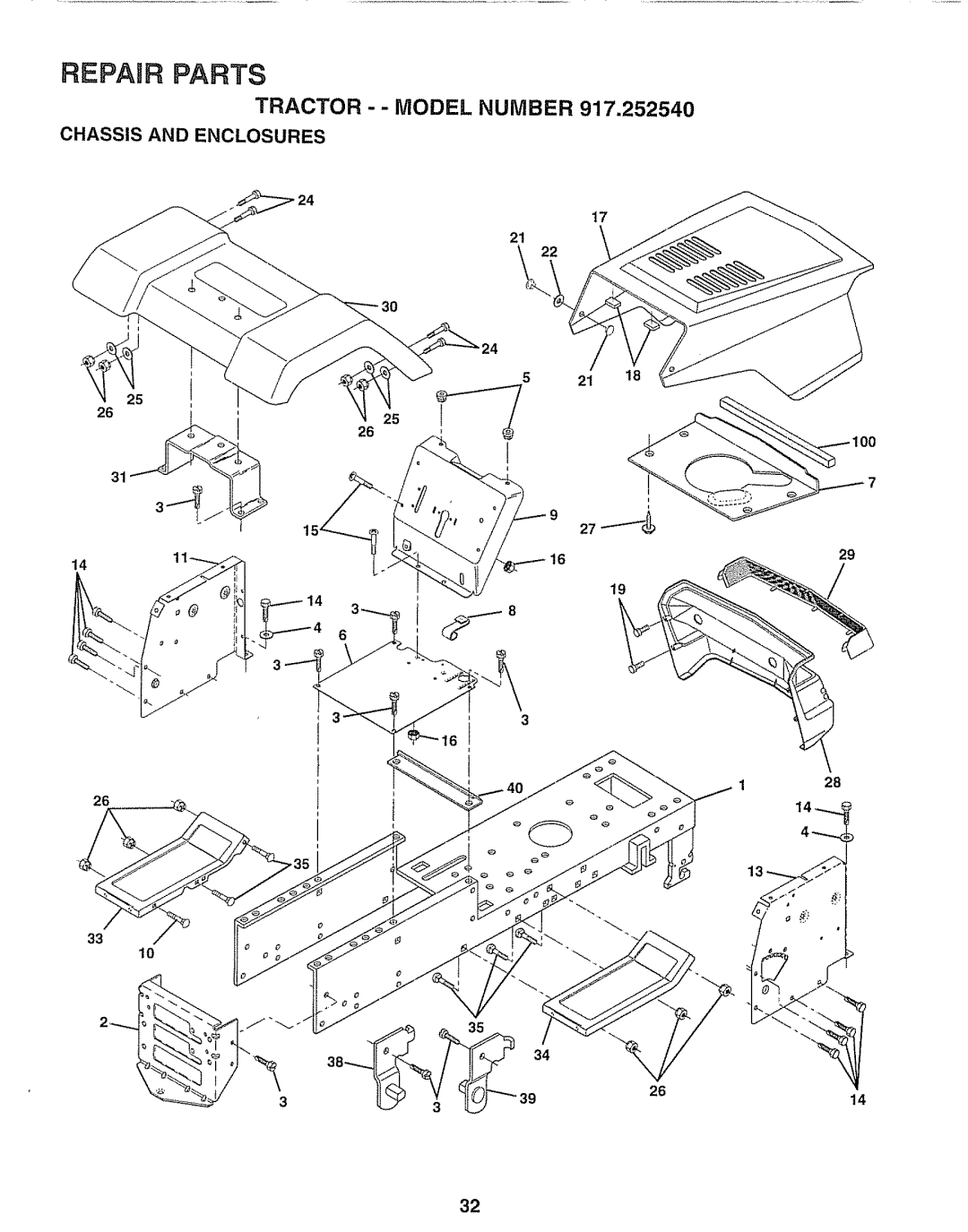 Sears 917.25254 manual REPAnR Parts, Chassis and Enclosures 