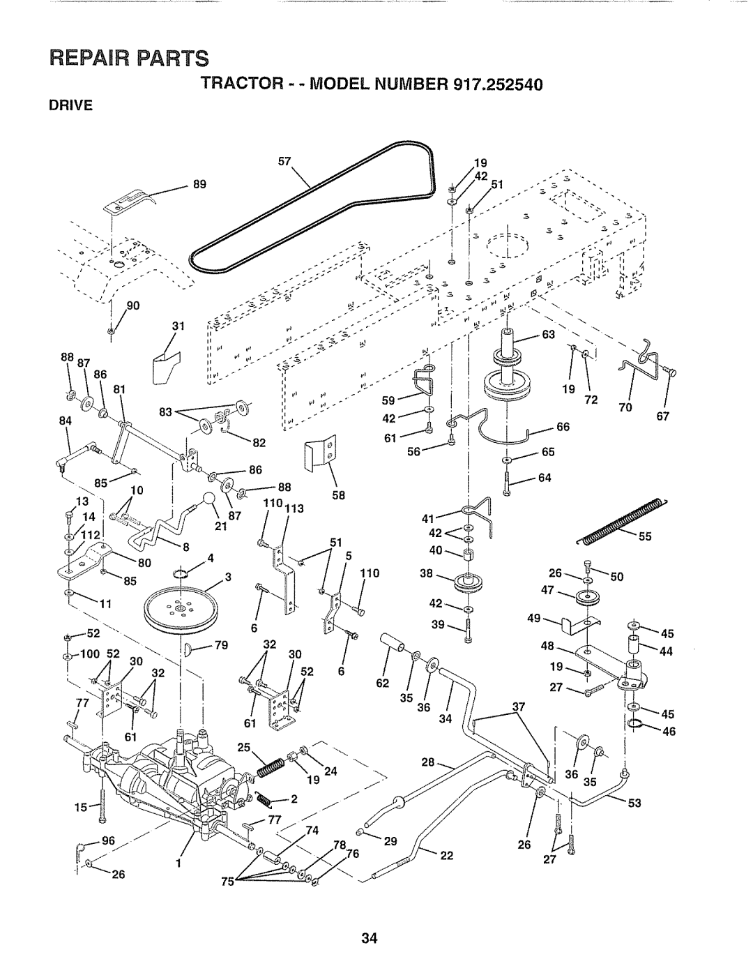 Sears 917.25254 manual Drive 