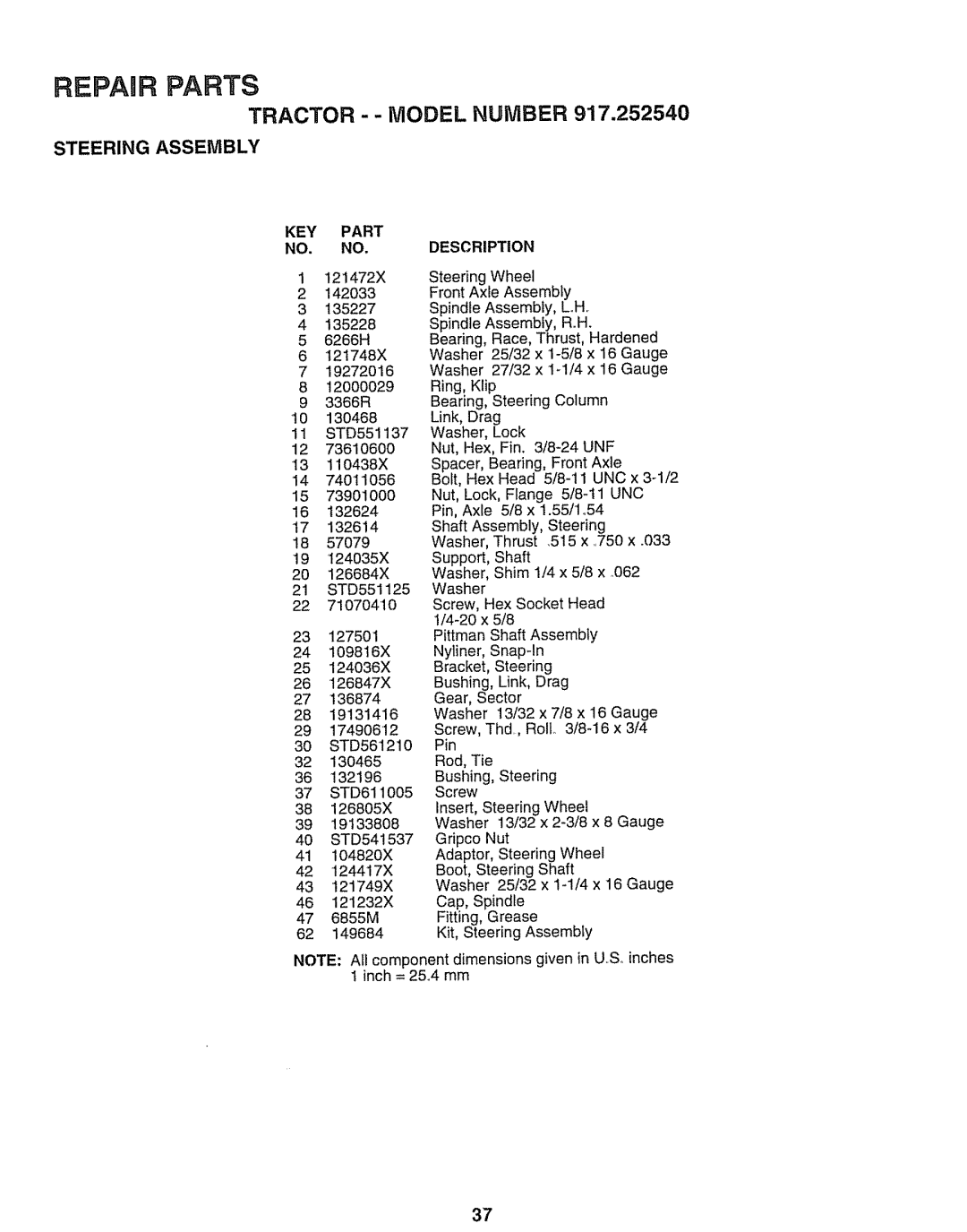 Sears 917.25254 manual Tractor - Model NUiVIBER 