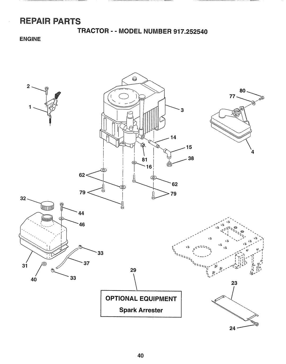 Sears 917.25254 manual 23, Engine 