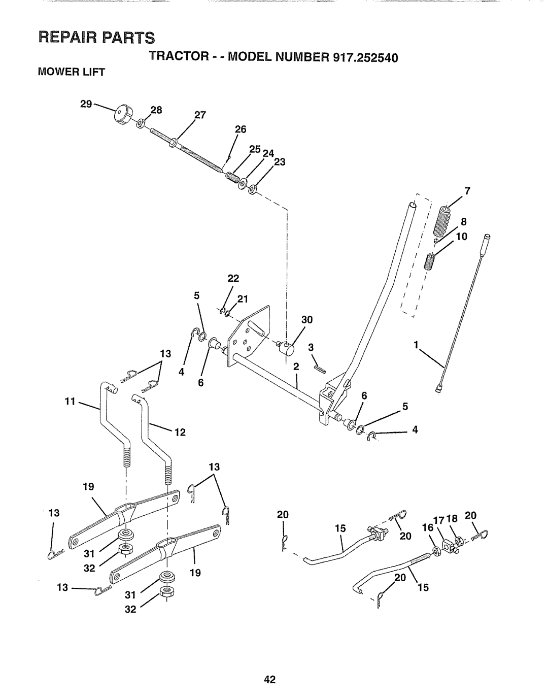 Sears 917.25254 manual Mower Lift, 521 161718 