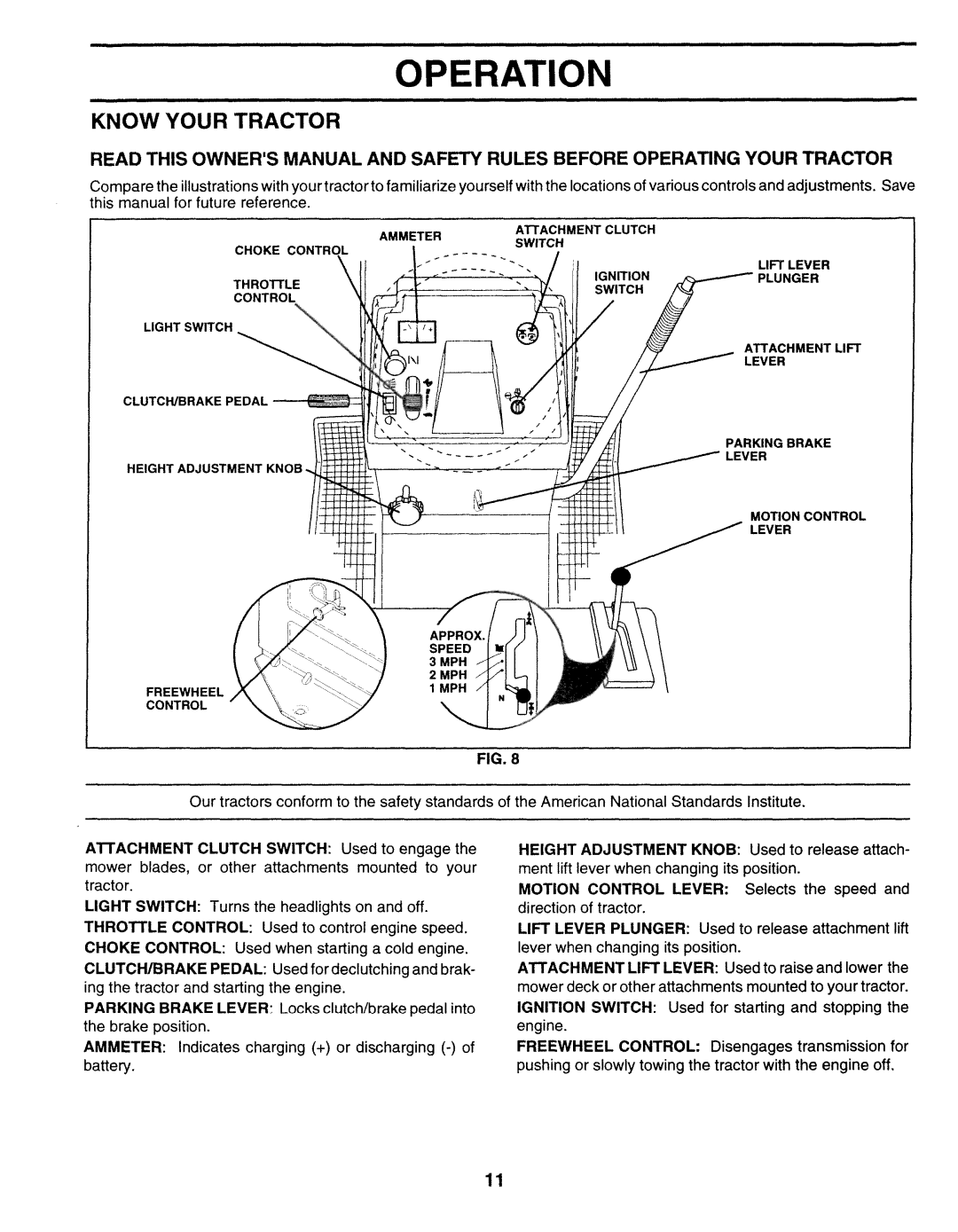 Sears 917.25271 owner manual Operation, Know Your Tractor 