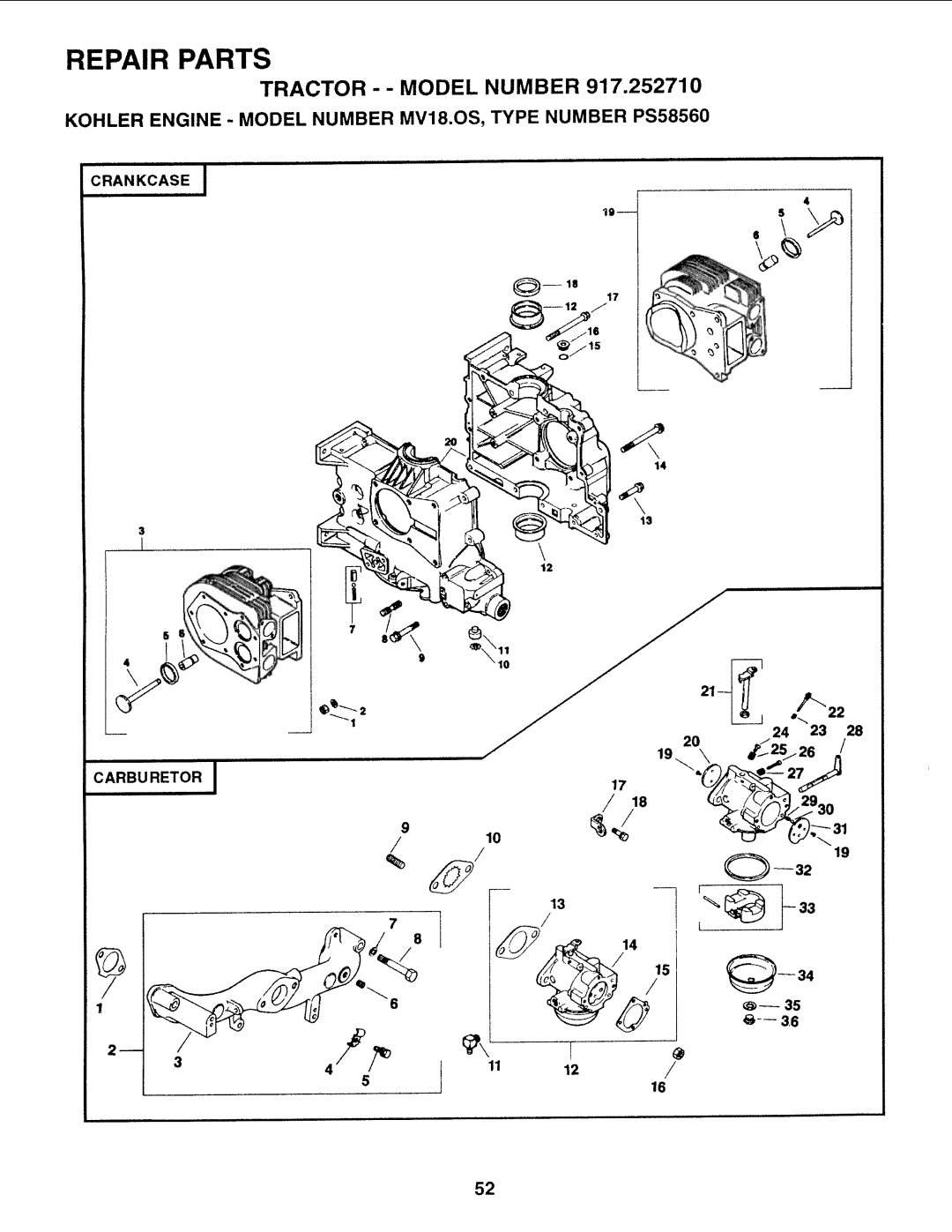 Sears 917.25271 owner manual Tractor --MODEL Number 