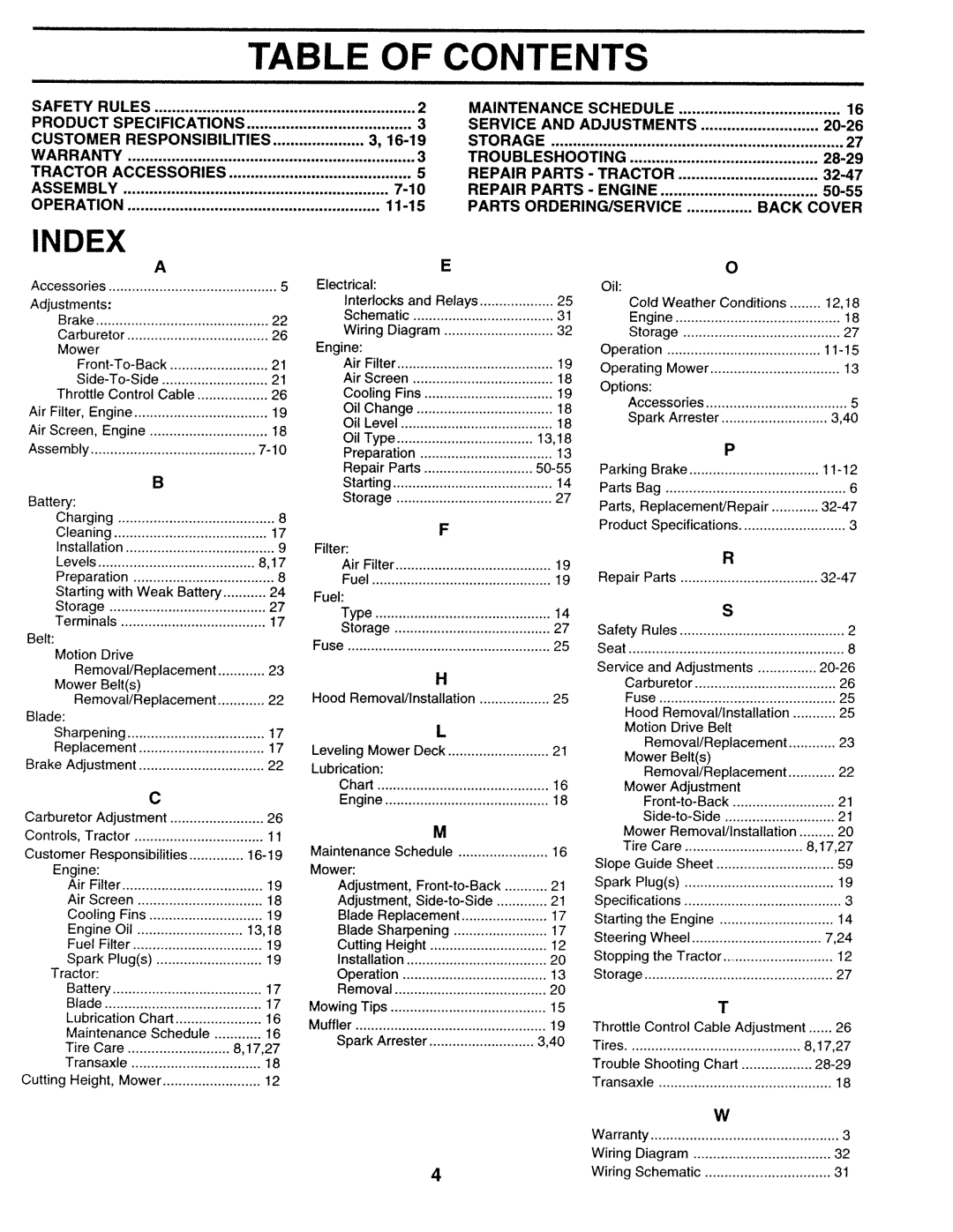 Sears 917.25271 owner manual Contents 