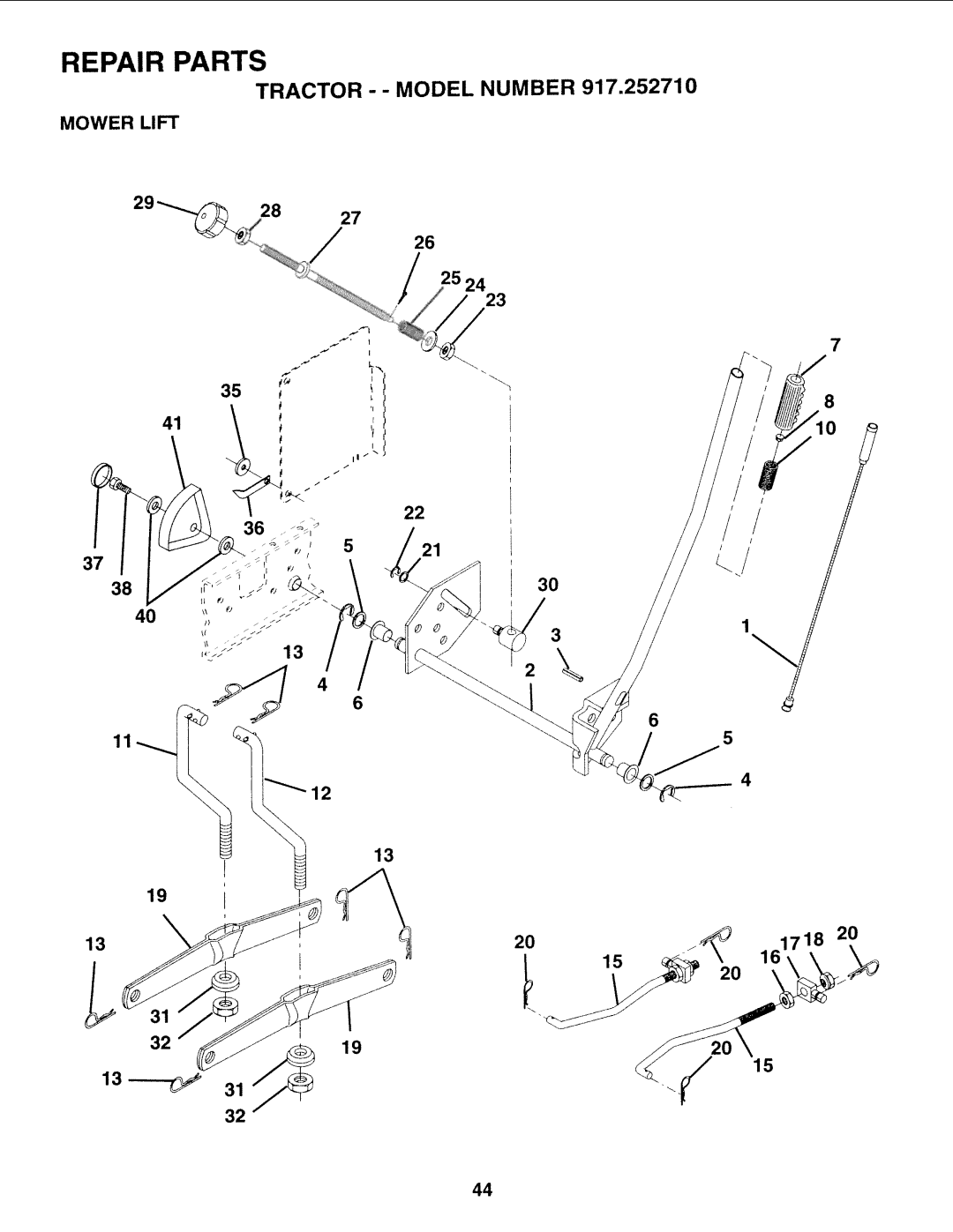 Sears 917.25271 owner manual Mower Lift, 161718 