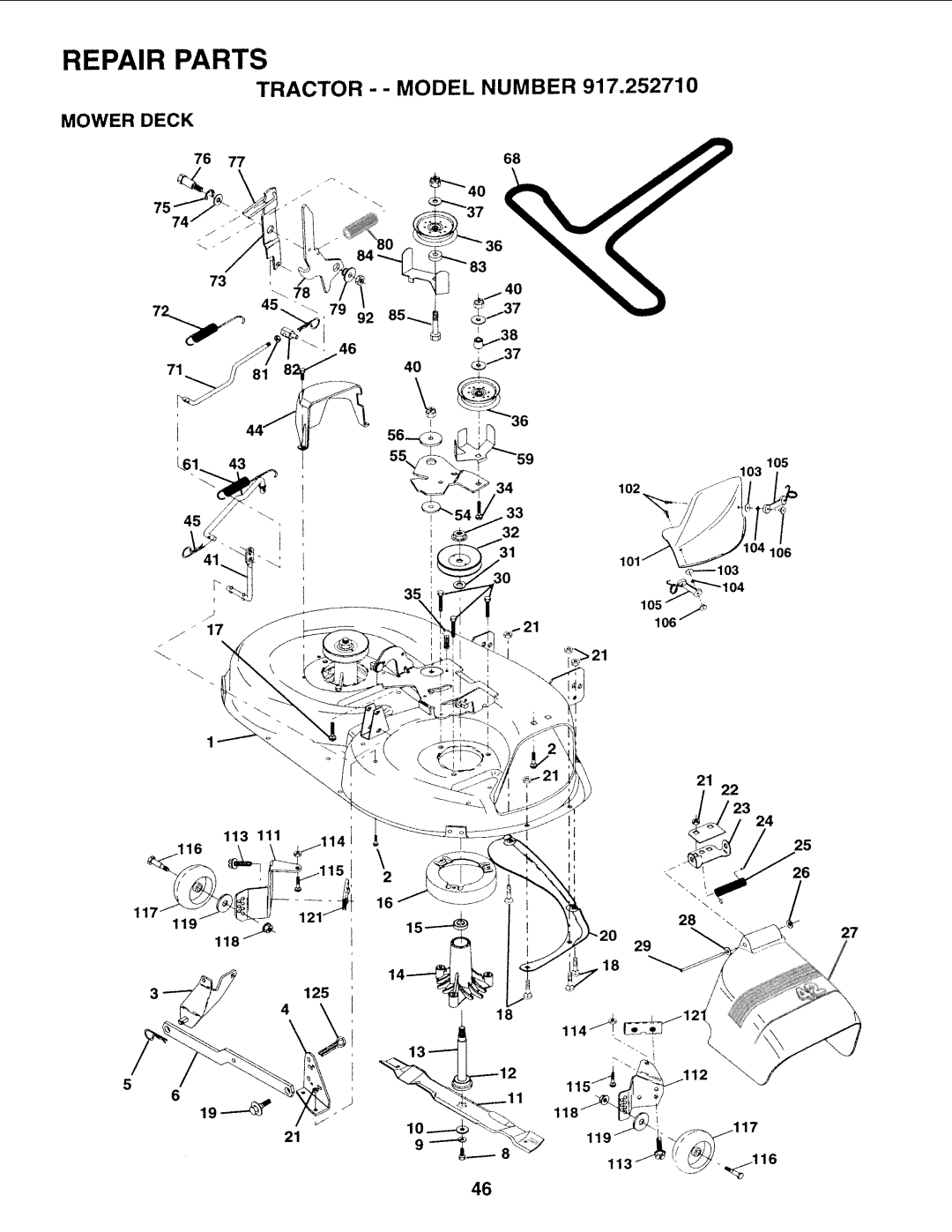 Sears 917.25271 owner manual Mower Deck 