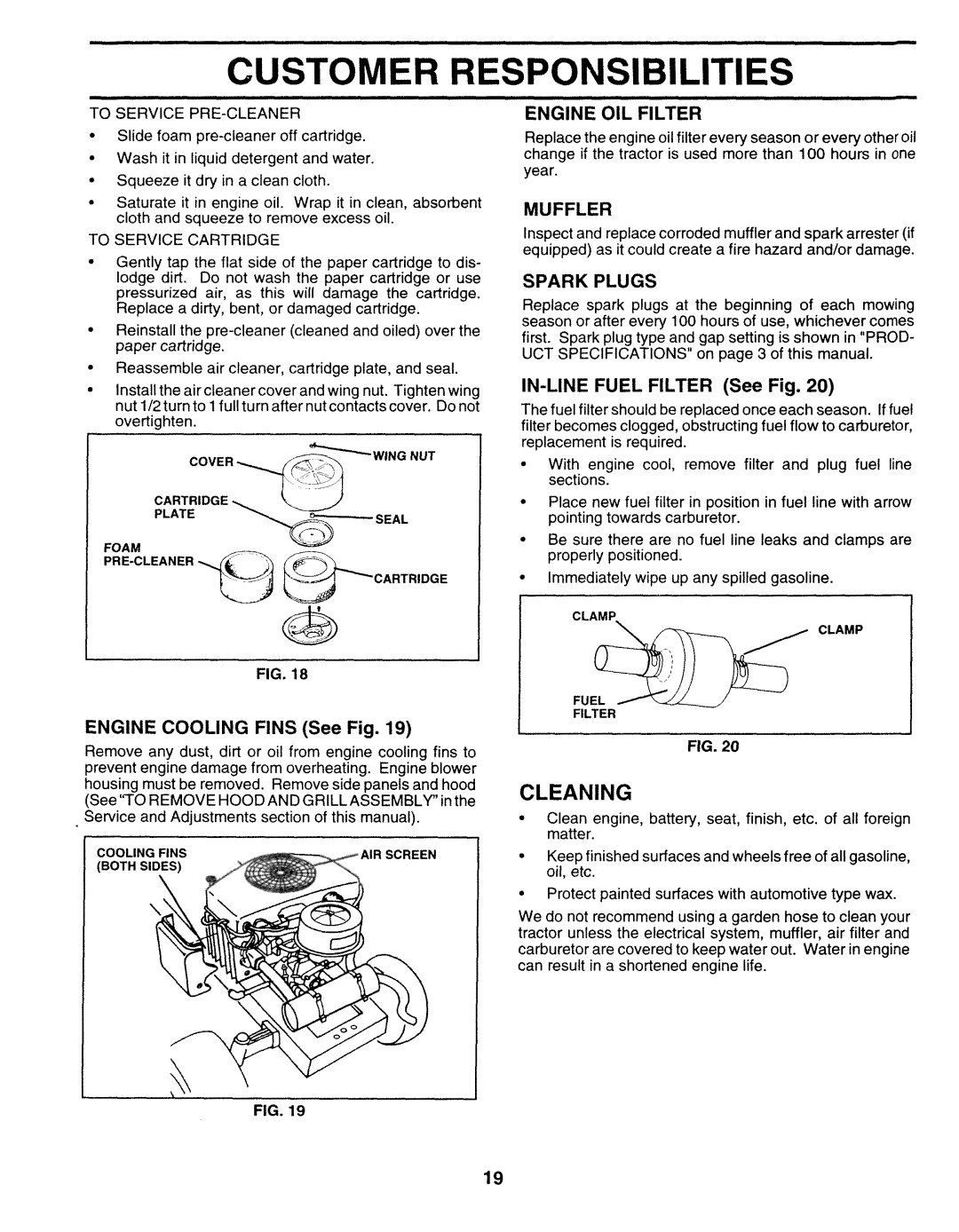 Sears 917.25271 owner manual Cleaning 