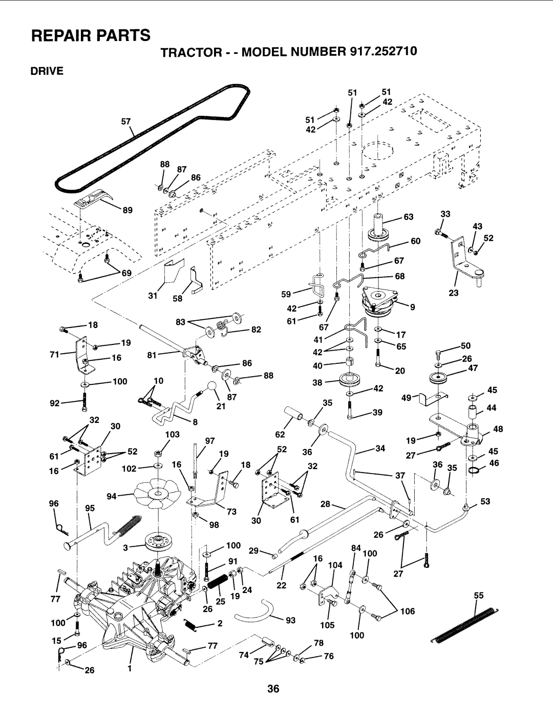 Sears 917.25271 owner manual Drive 