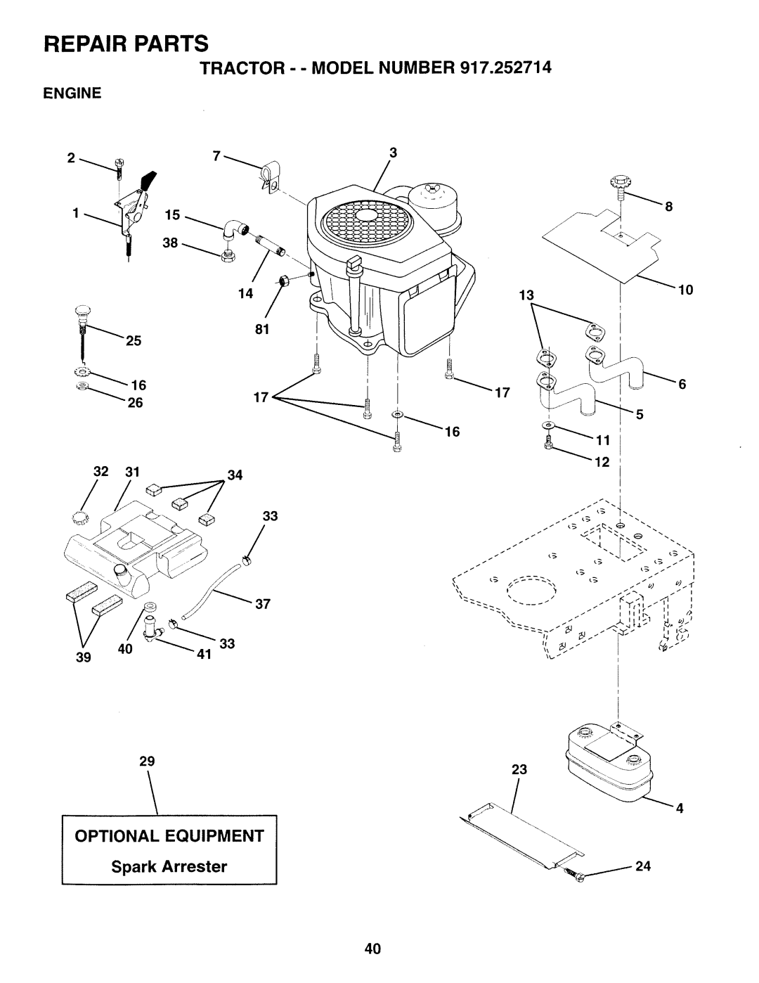 Sears 917.252714 manual Optional Equipment 