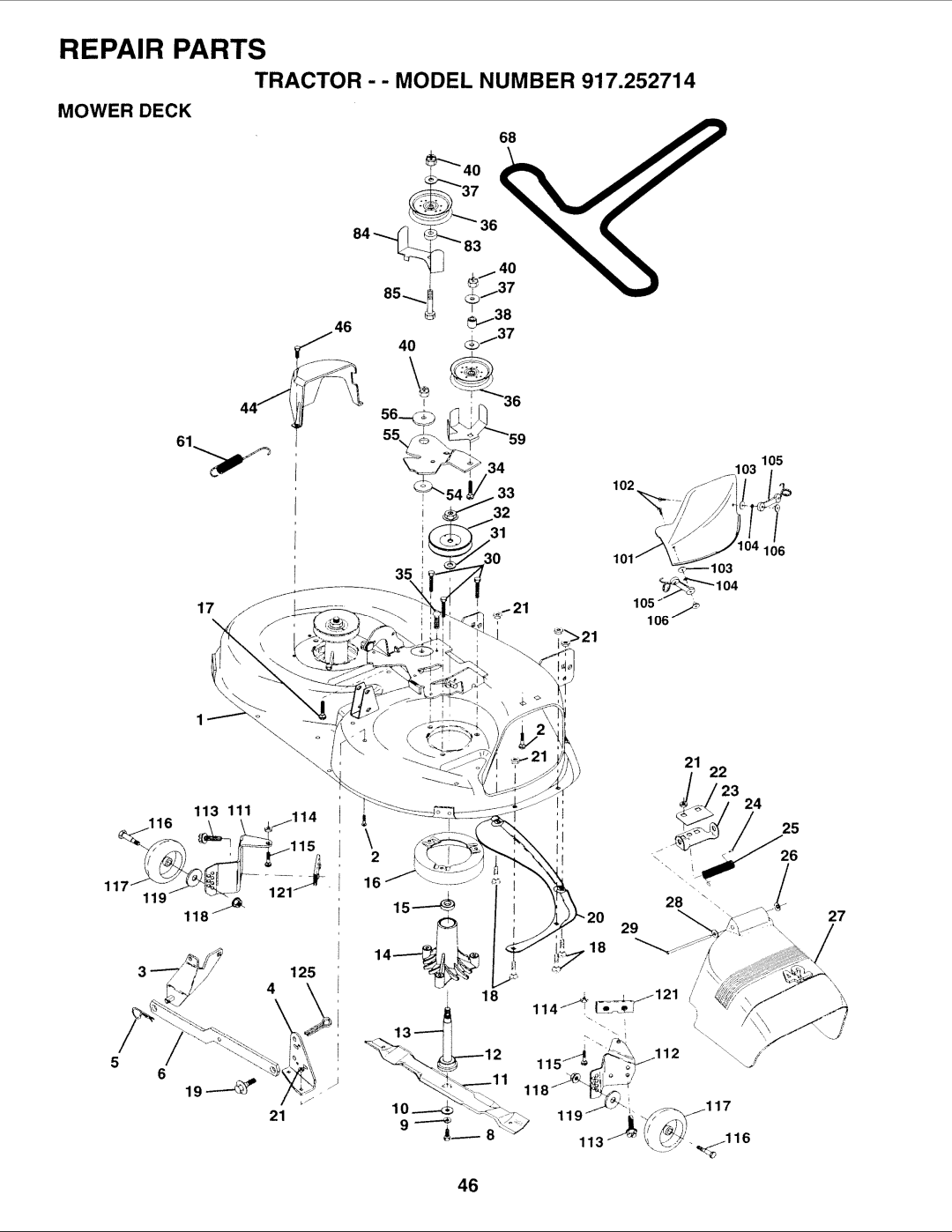 Sears 917.252714 manual Mower Deck 