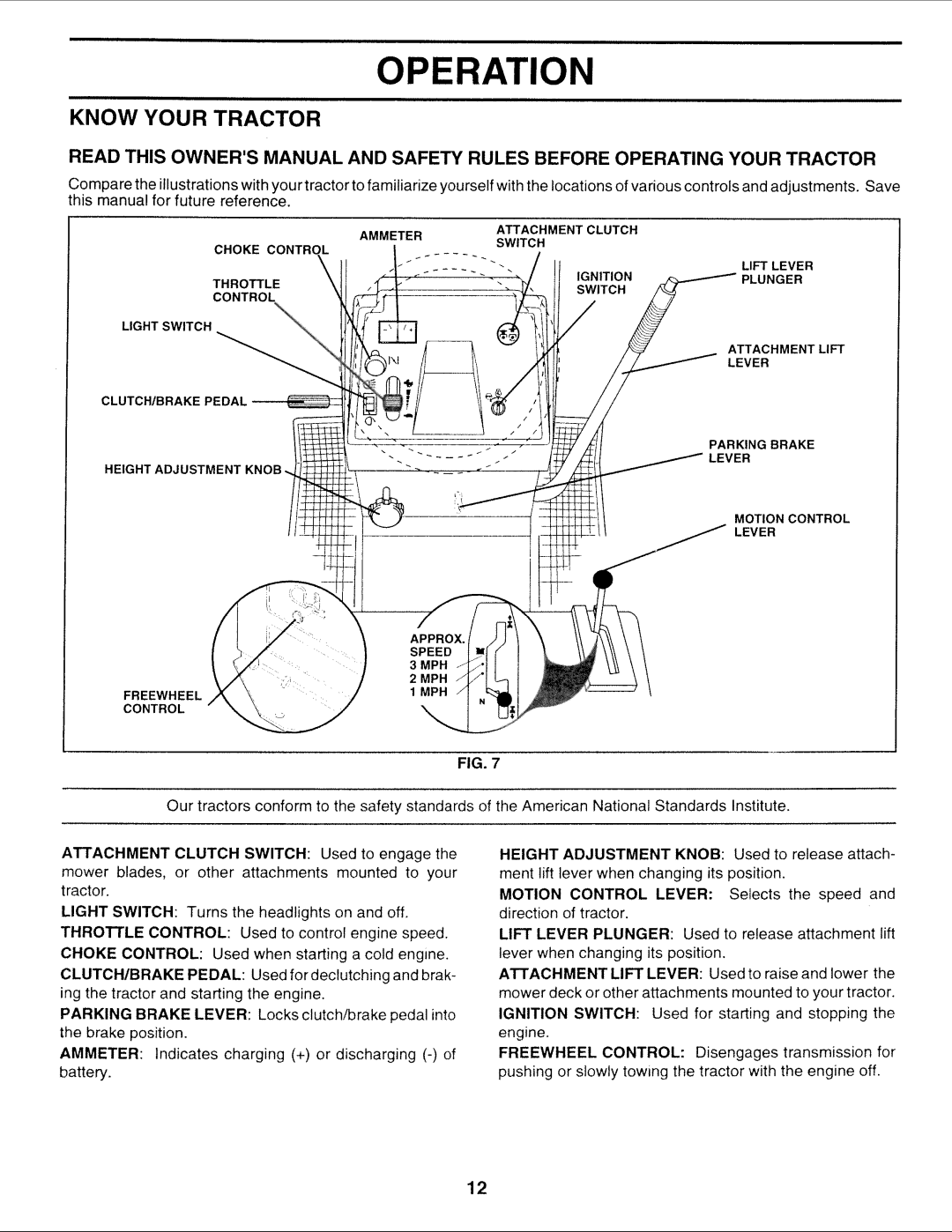 Sears 917.252714 manual Know Your Tractor, Speed 