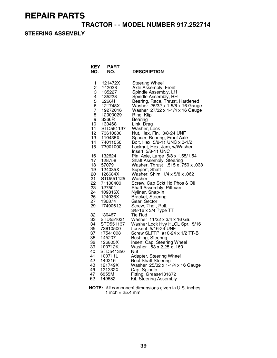 Sears 917.252714 manual Tractor --MODEL Number 