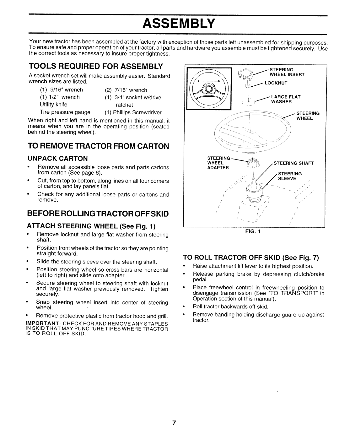 Sears 917.252714 manual Assembly 