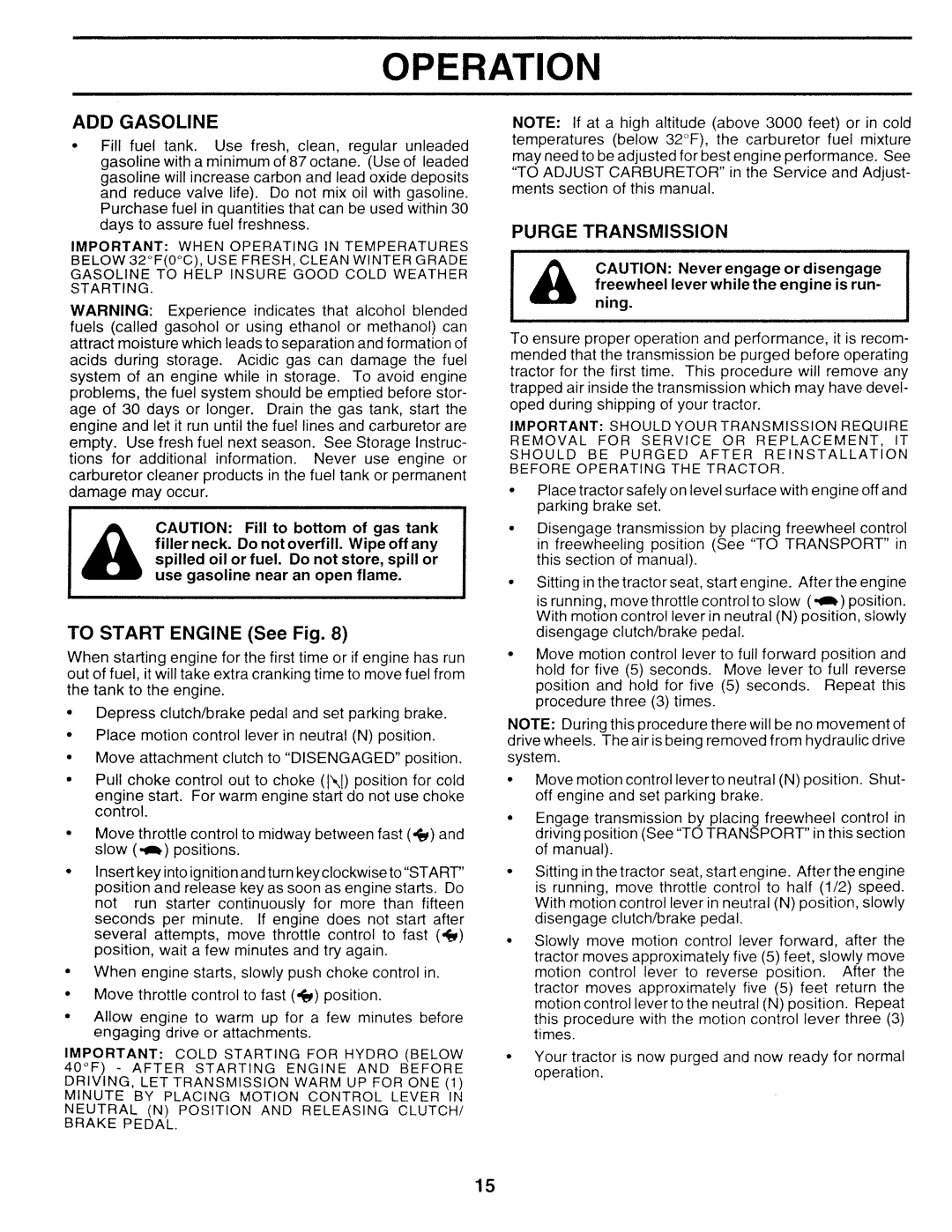 Sears 917.252714 manual ADD Gasoline 