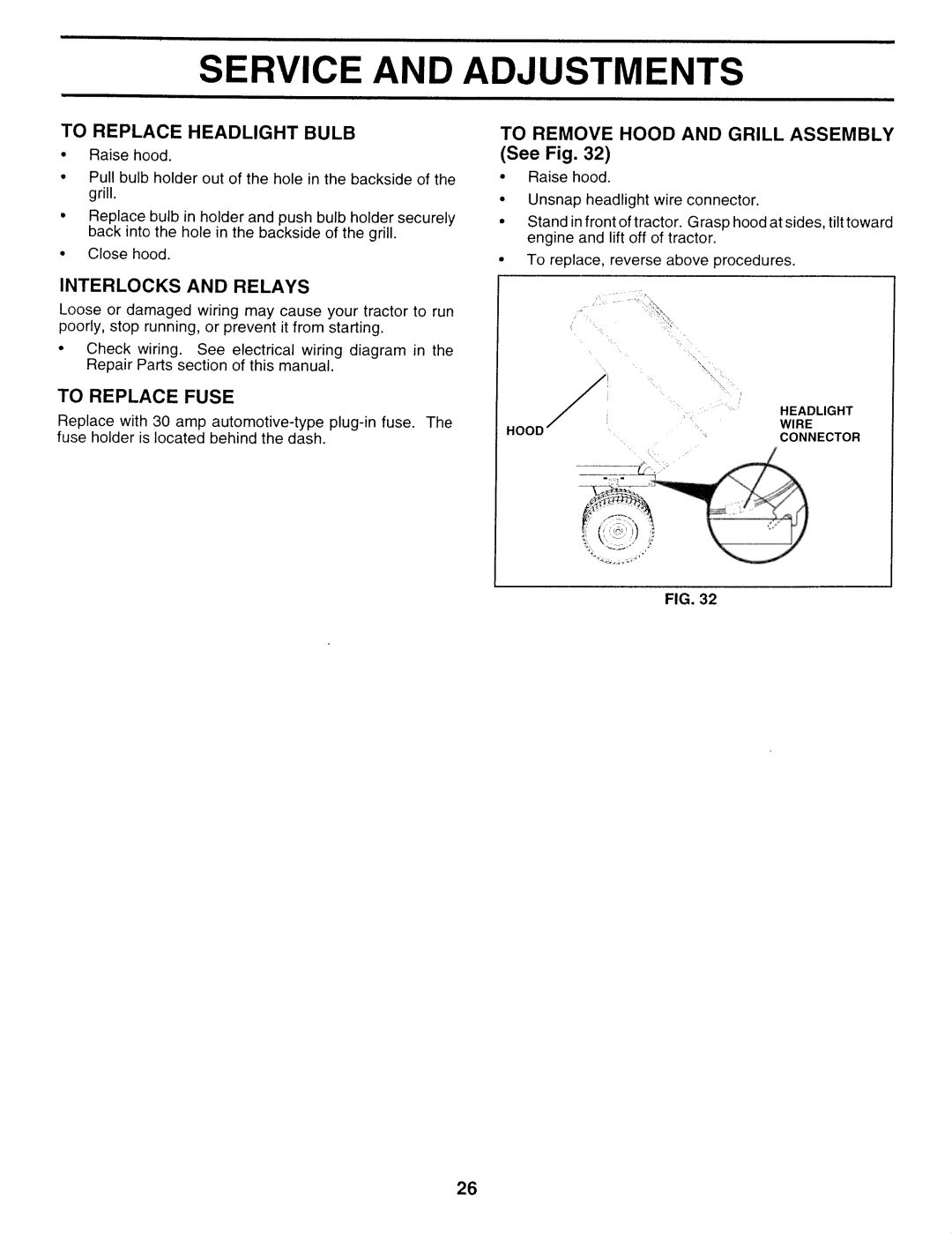 Sears 917.252714 manual Service and Adjustments 