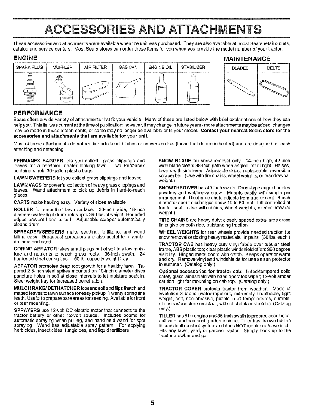 Sears 917.25545 owner manual Engine, Performance 