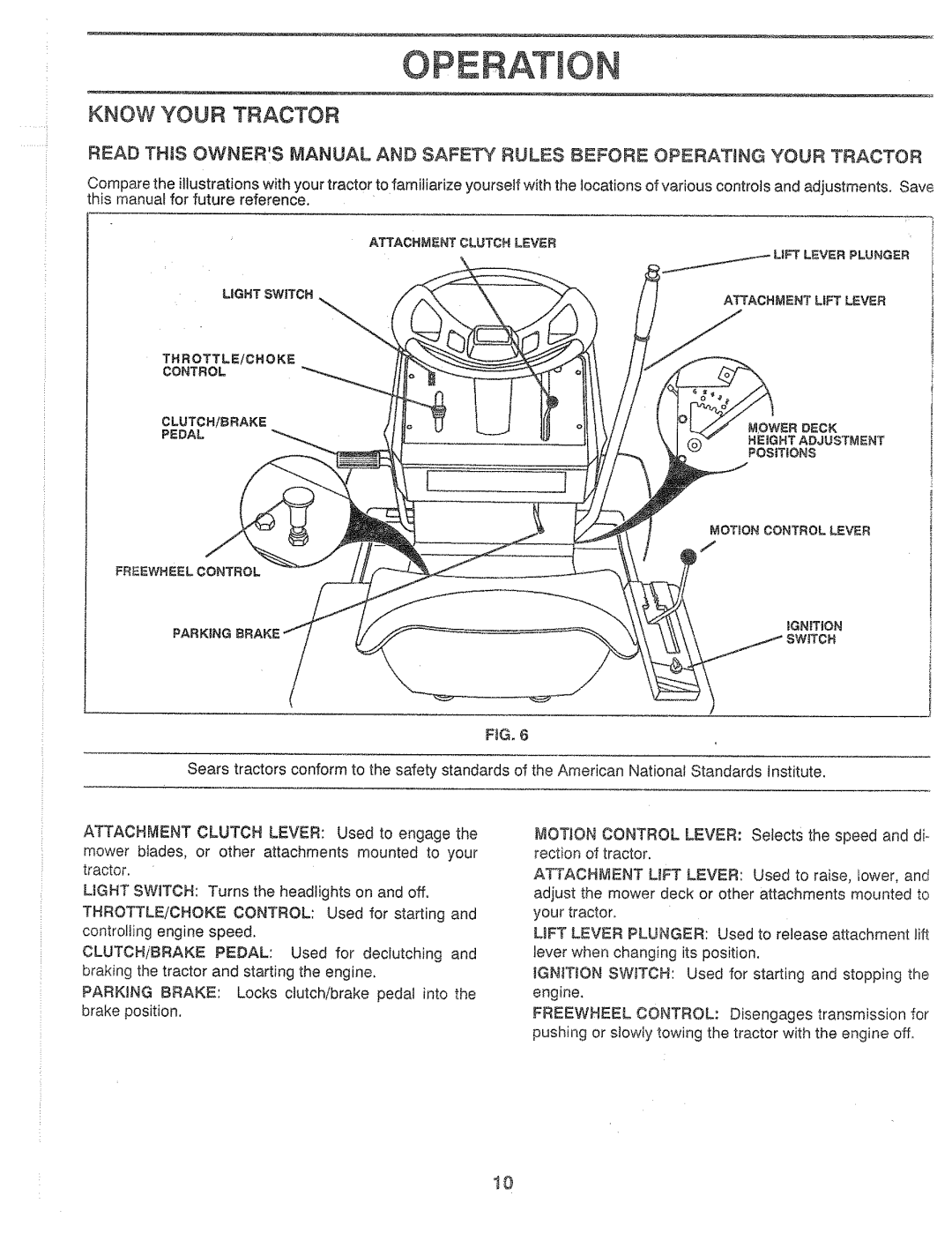 Sears 917.25559 manual Operation, NOW Your Tractor 