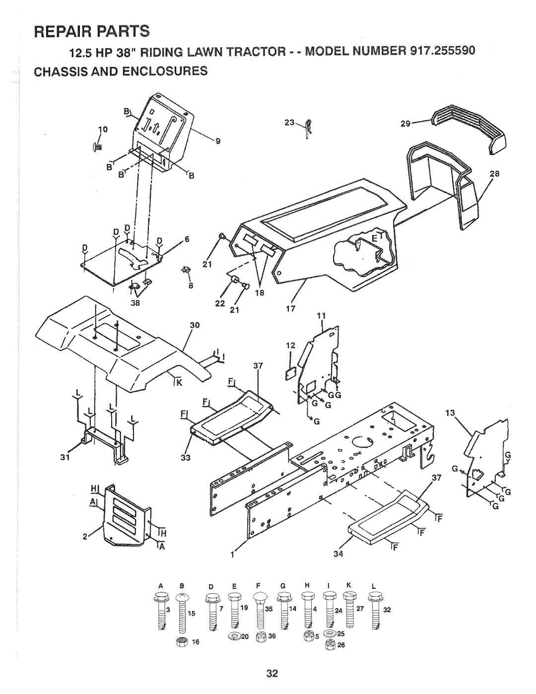 Sears 917.25559 manual Repair Parts 