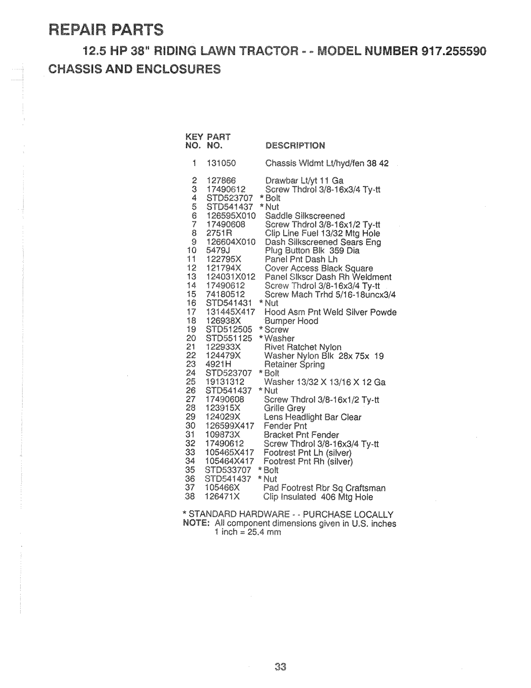 Sears 917.25559 manual Chassb and Enclosures, Key 