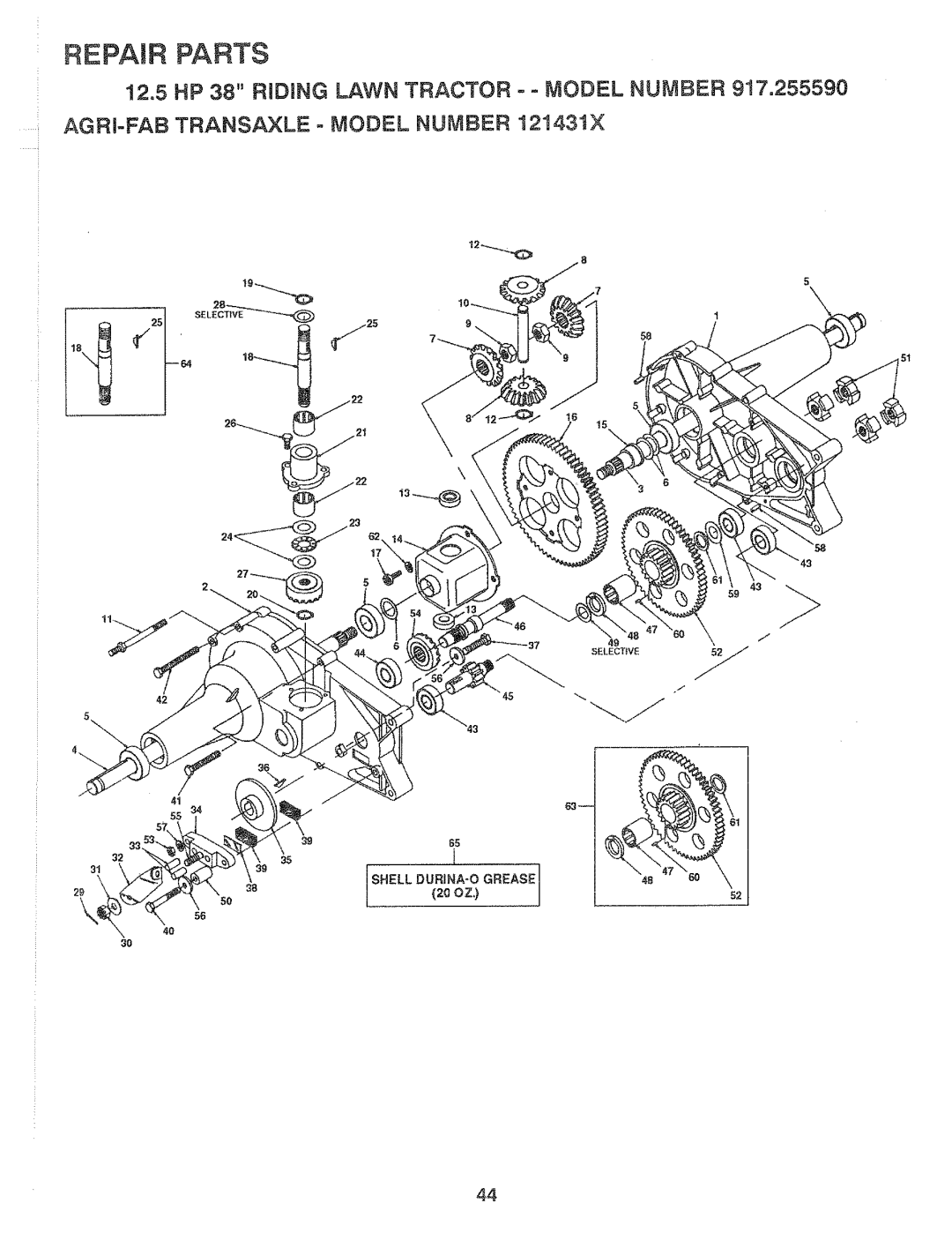 Sears 917.25559 manual Repair Parts, Selective 