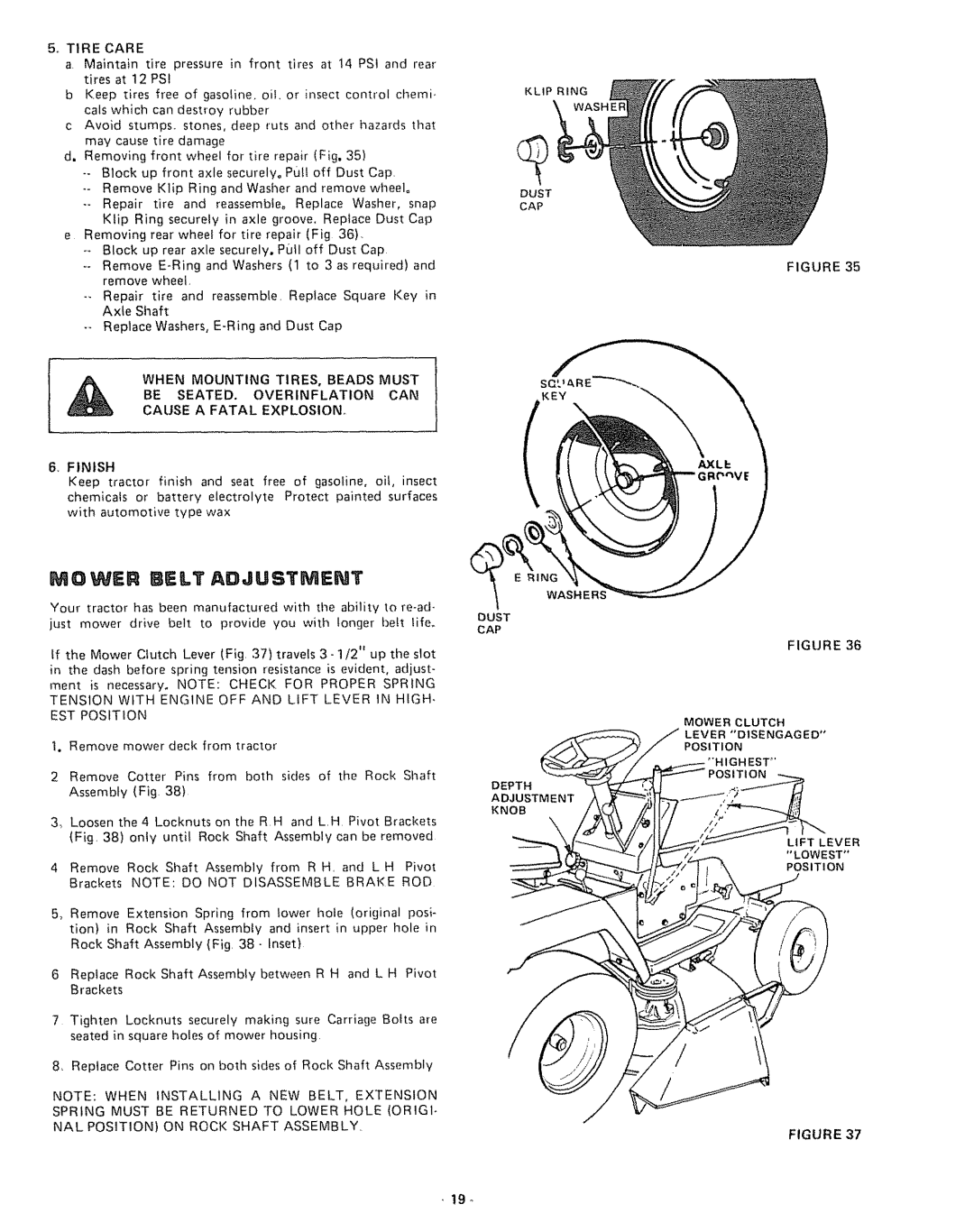 Sears 917.255741 manual Mower Belt Agjustment 