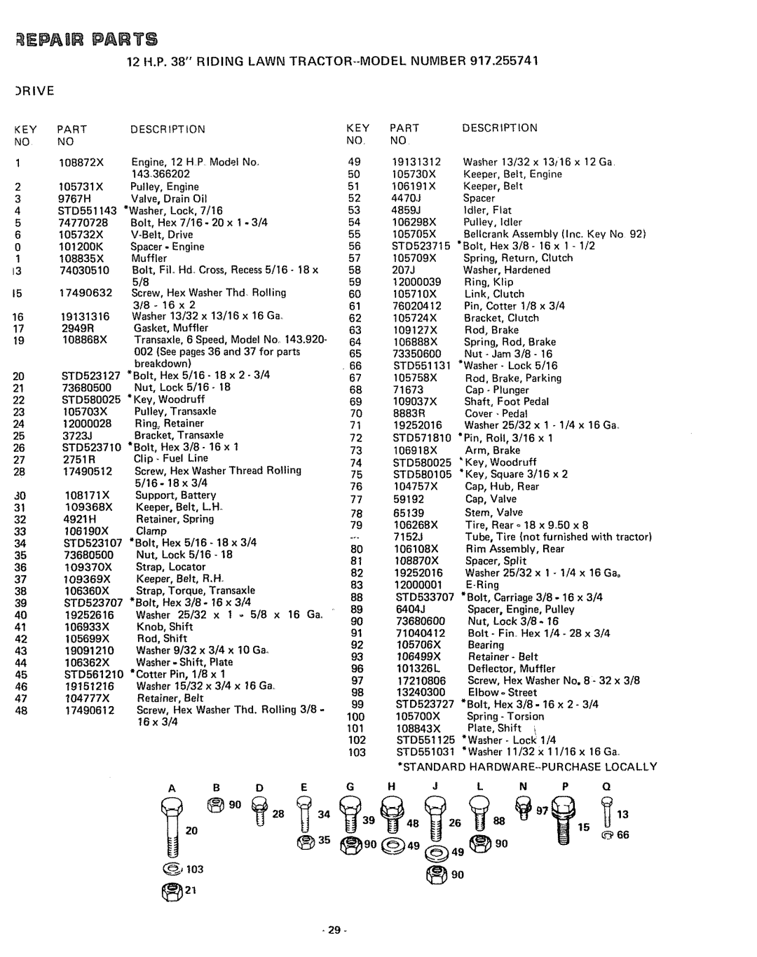 Sears 917.255741 manual Rive 