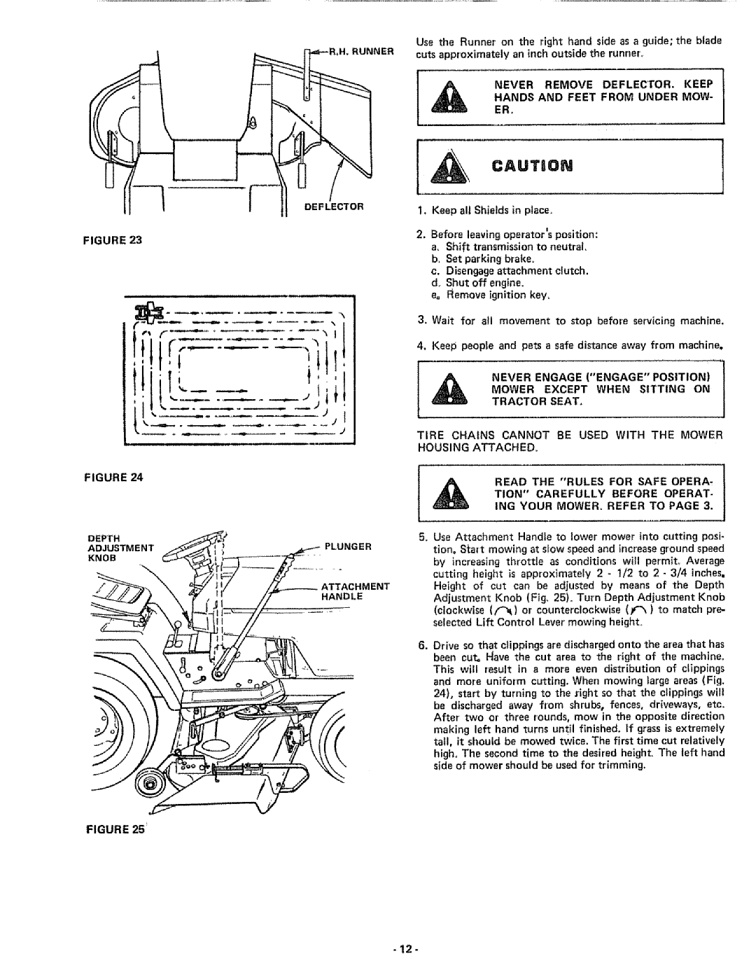 Sears 917.25591 manual RoH,RUNNER, Deflector, Never Remove DEFLECTOR. Keep Hands and Feet from Under MOW 