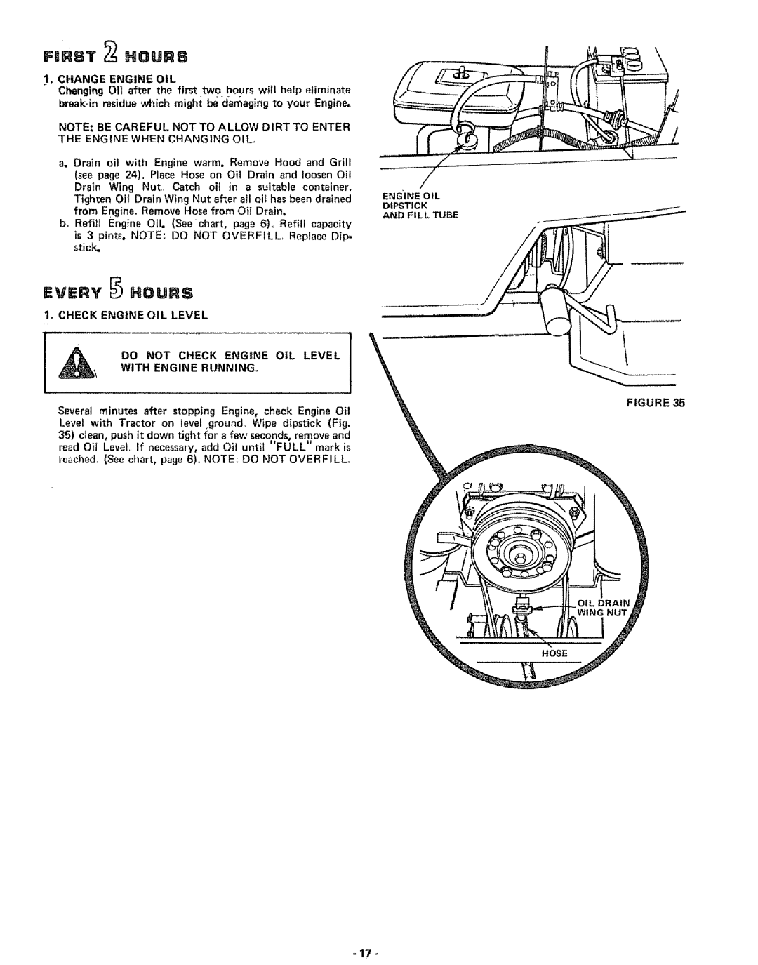 Sears 917.25591 manual Change Engine OIL, Dipstick 