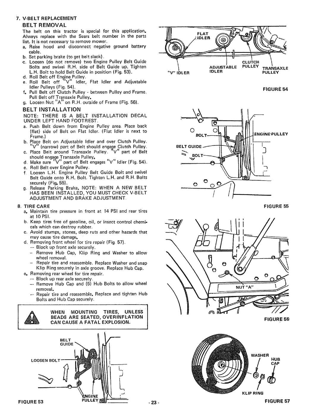 Sears 917.25591 manual Belt Removal 