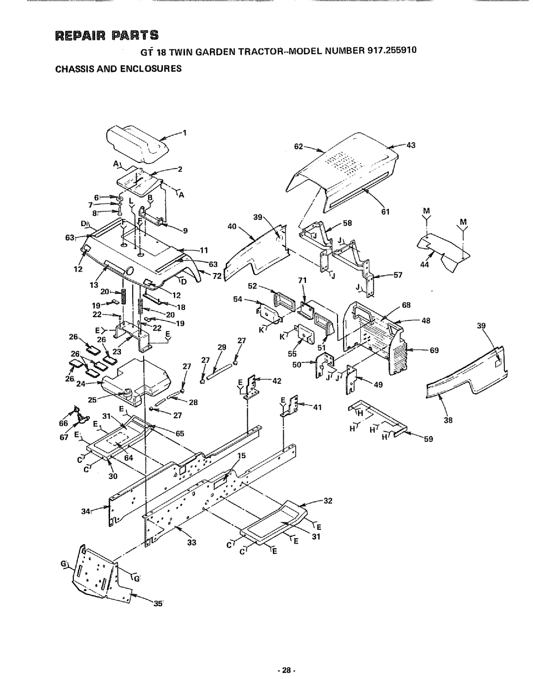 Sears 917.25591 manual Repair Parts 