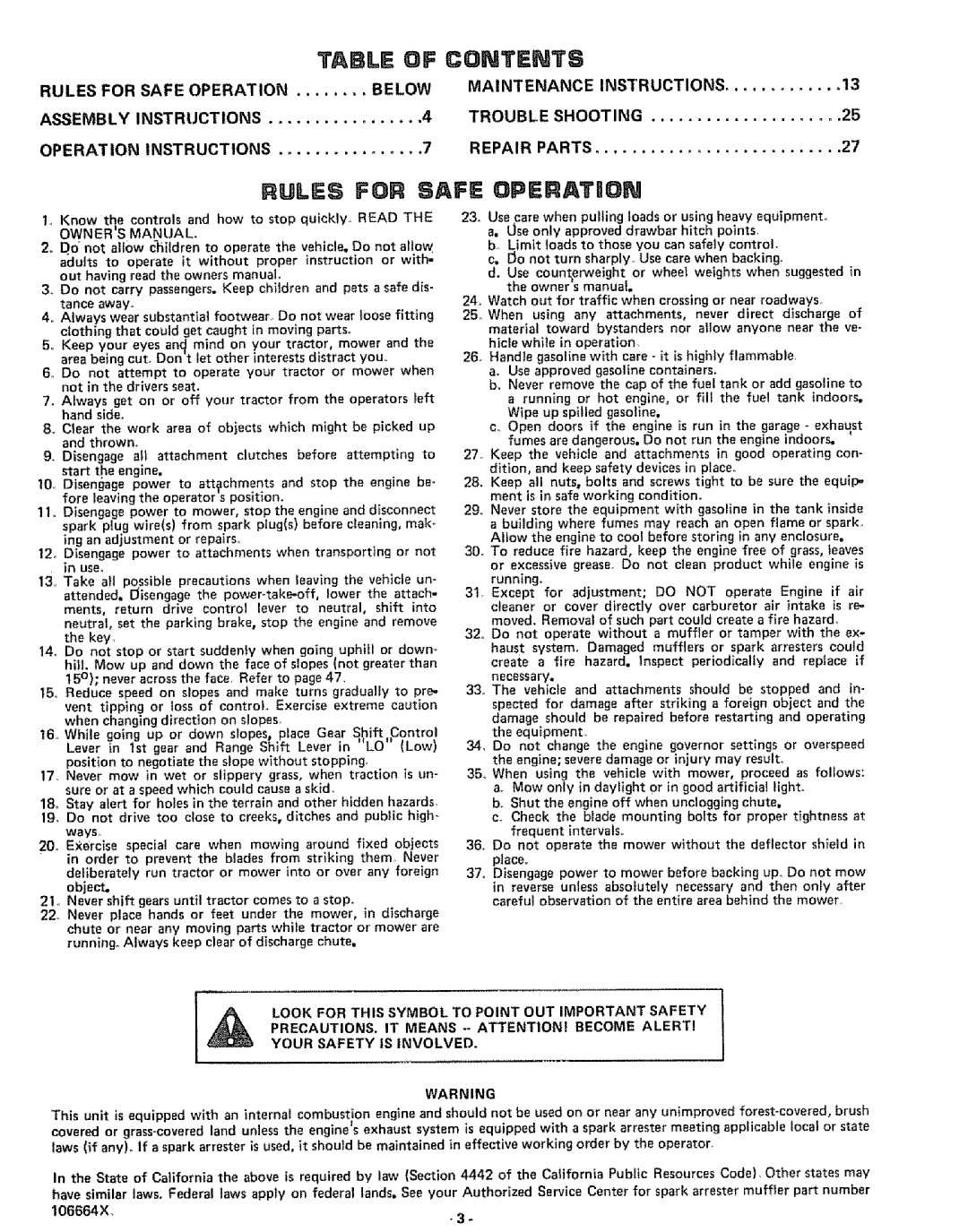 Sears 917.25591 manual Rules for Safe Operation 