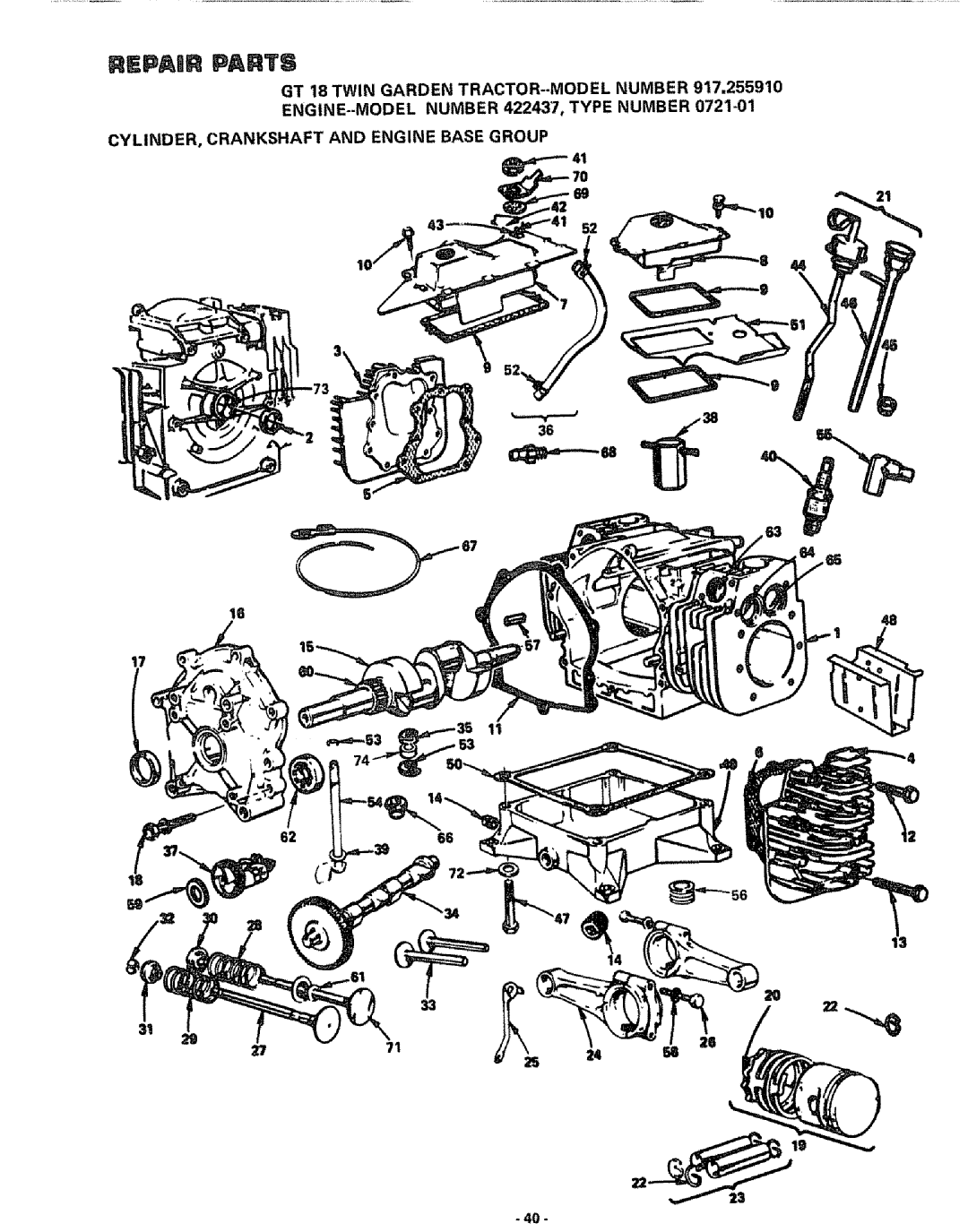 Sears 917.25591 manual Repahr Parts 