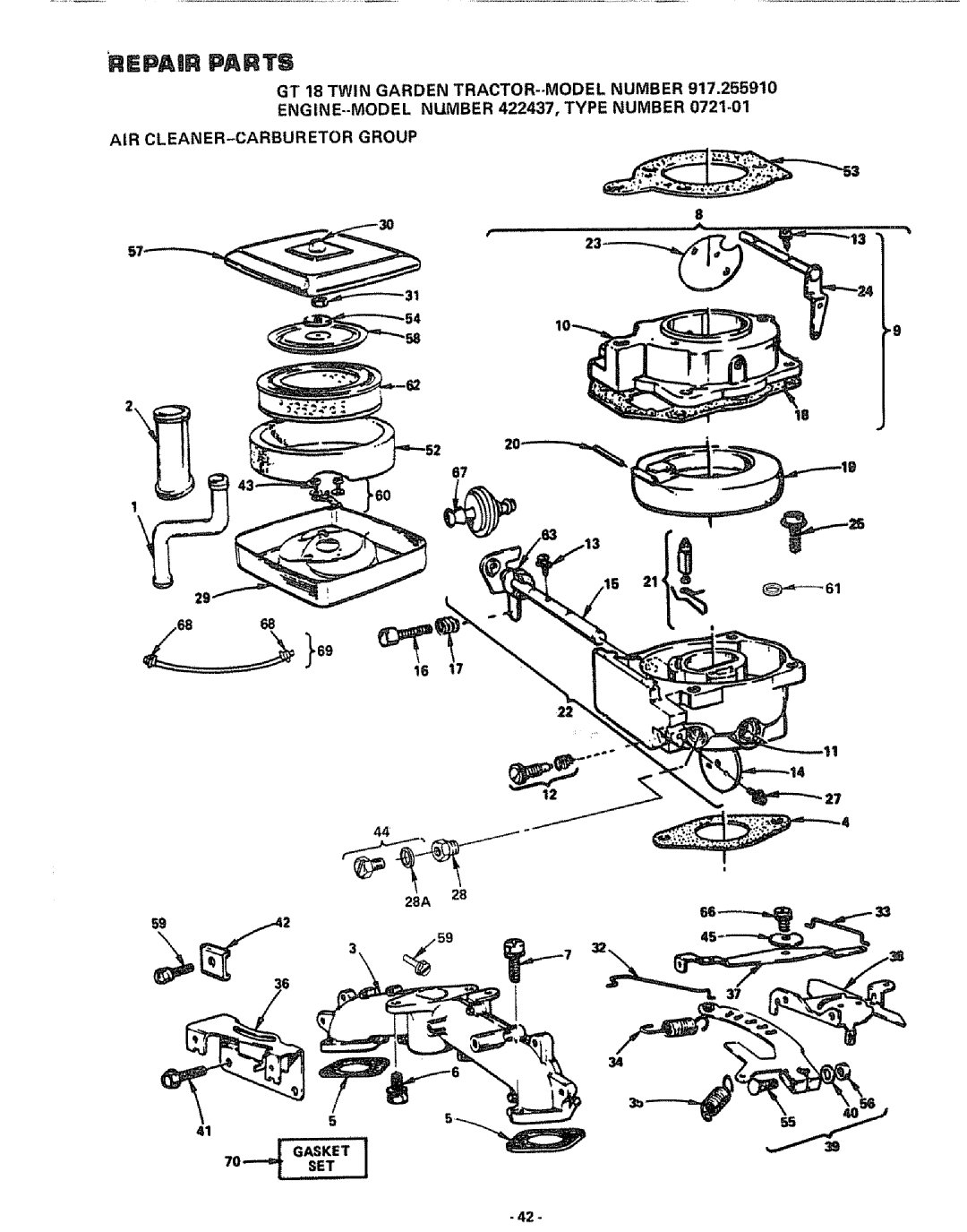 Sears 917.25591 manual Rpair Parts 