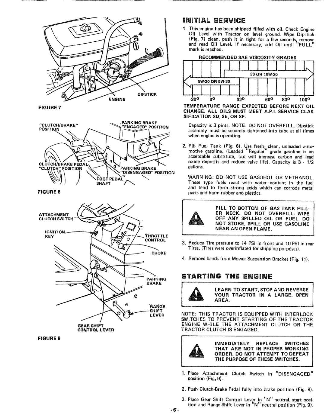 Sears 917.25591 manual Clutch/Brake, Clutch Position Brake Shaft, IFT Lever, Full, Recommended SAE Viscosity Grades 