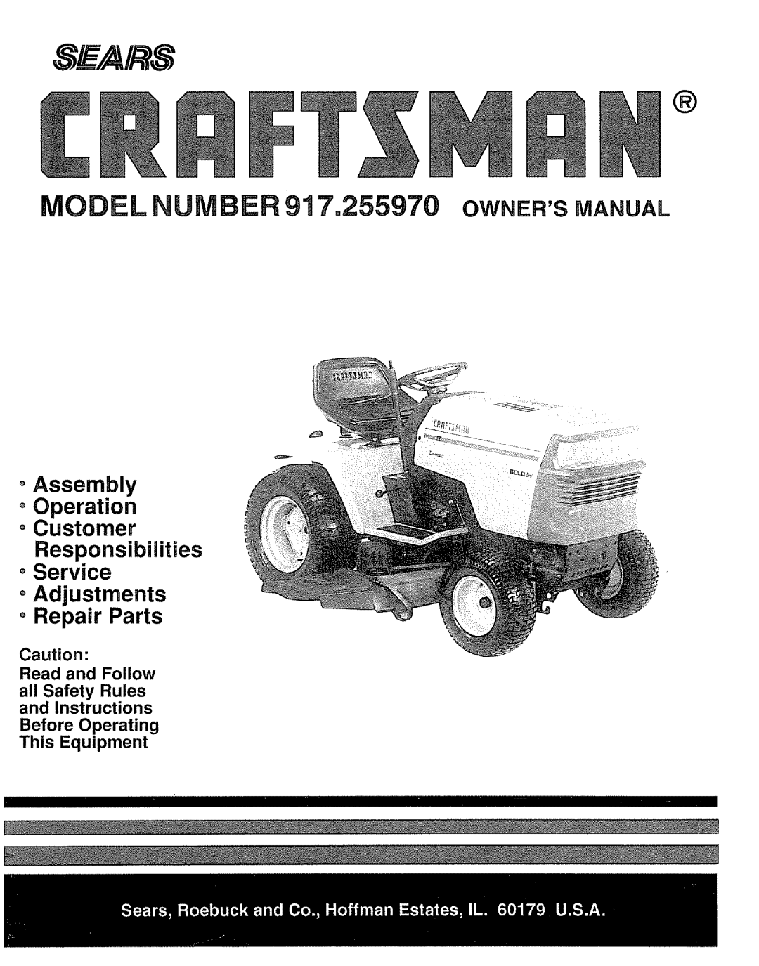 Sears 917.25597 owner manual Ownersmanual 