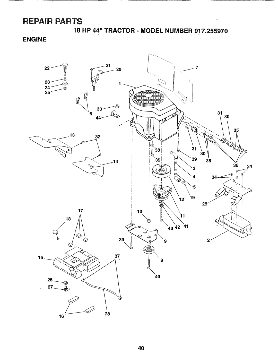 Sears 917.25597 owner manual Engine 