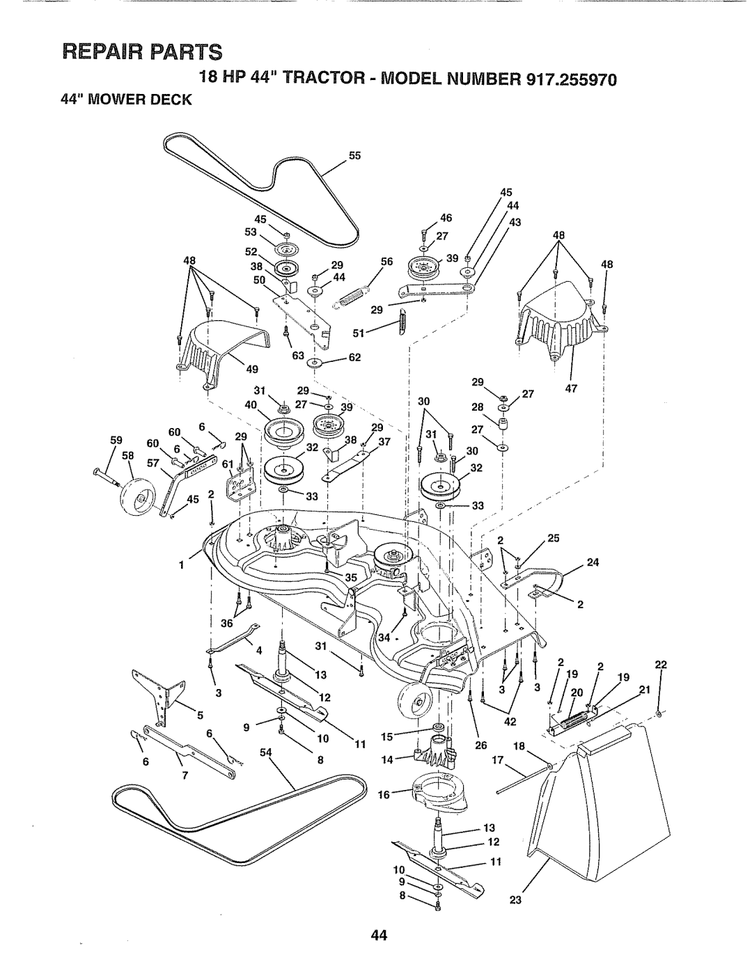 Sears 917.25597 owner manual Mower Deck 