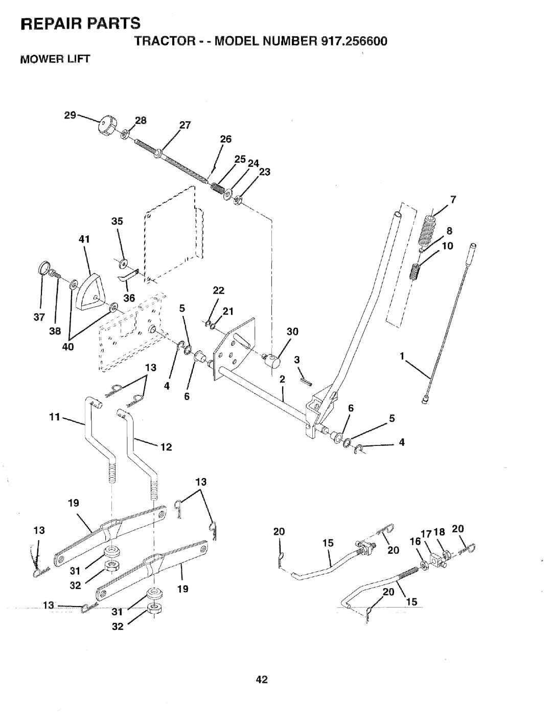 Sears 917.2566 owner manual Mower Lift, 41I 521 