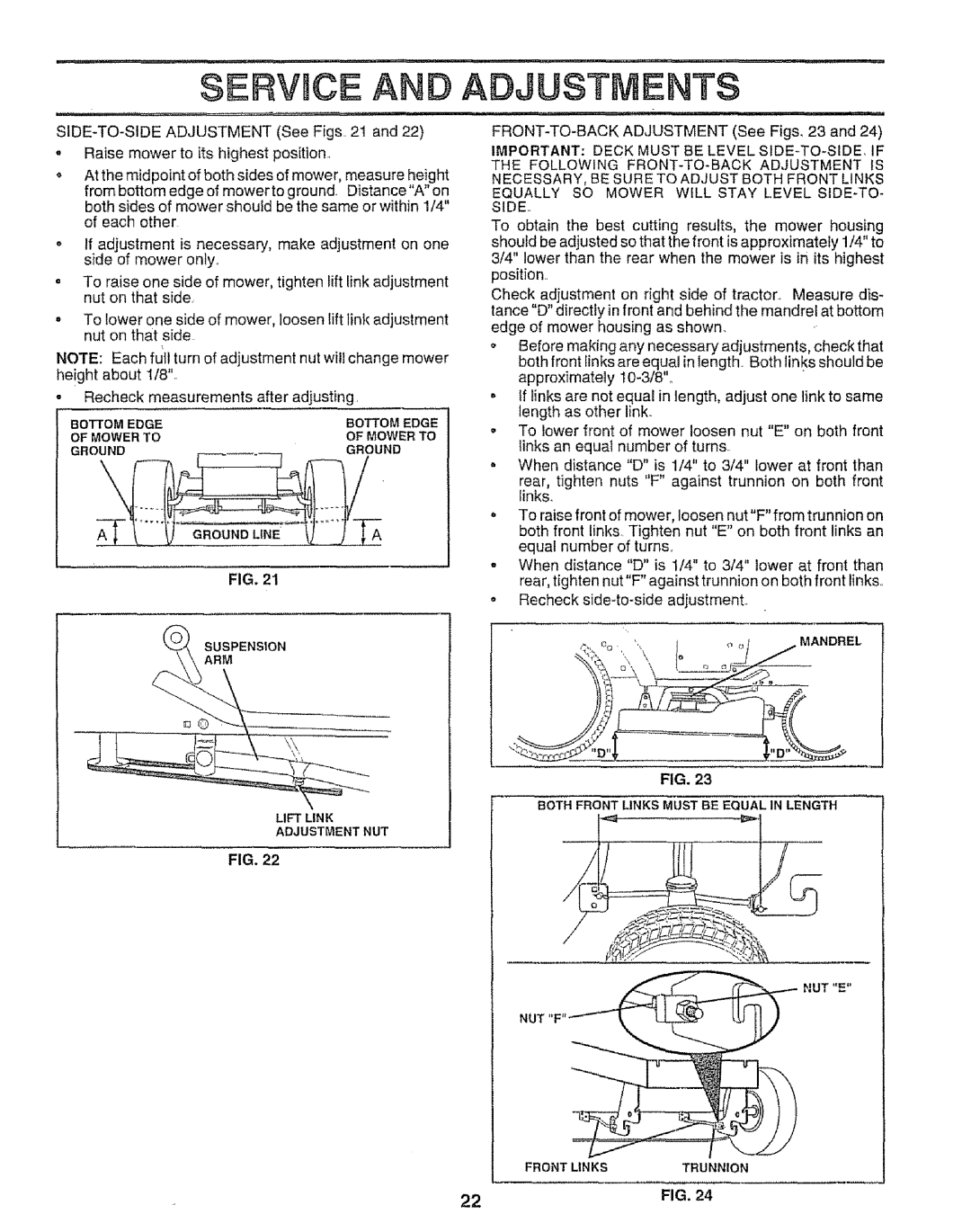 Sears 917.25667 owner manual SERVmCEAN, Adjustments 