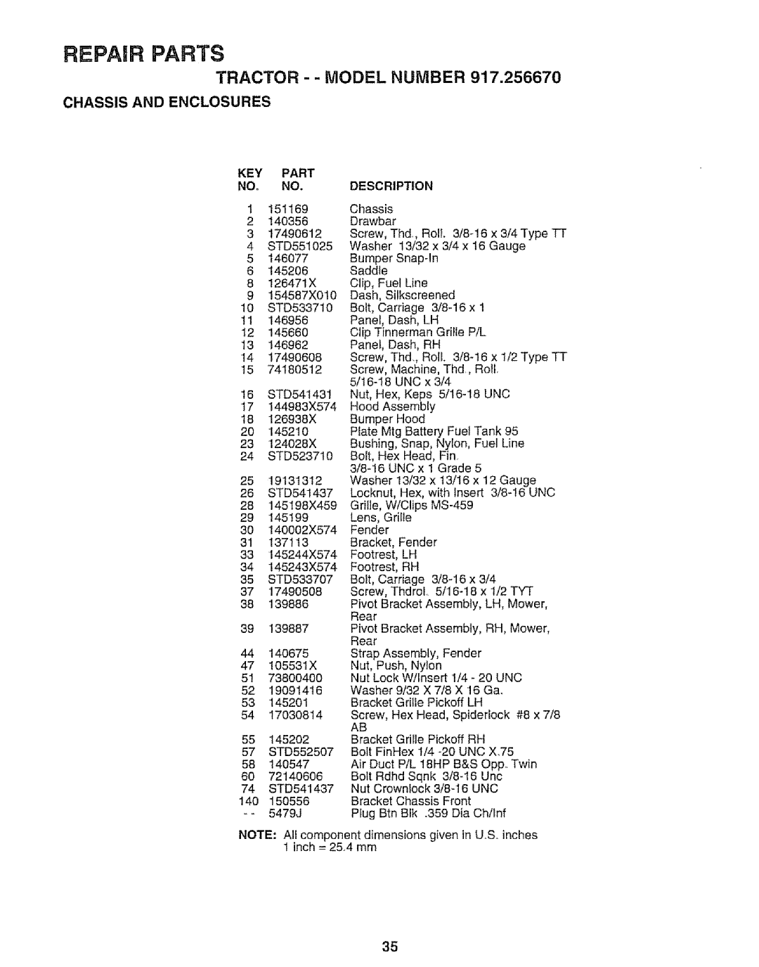 Sears 917.25667 owner manual Repair Parts, KEY Part NO. no 