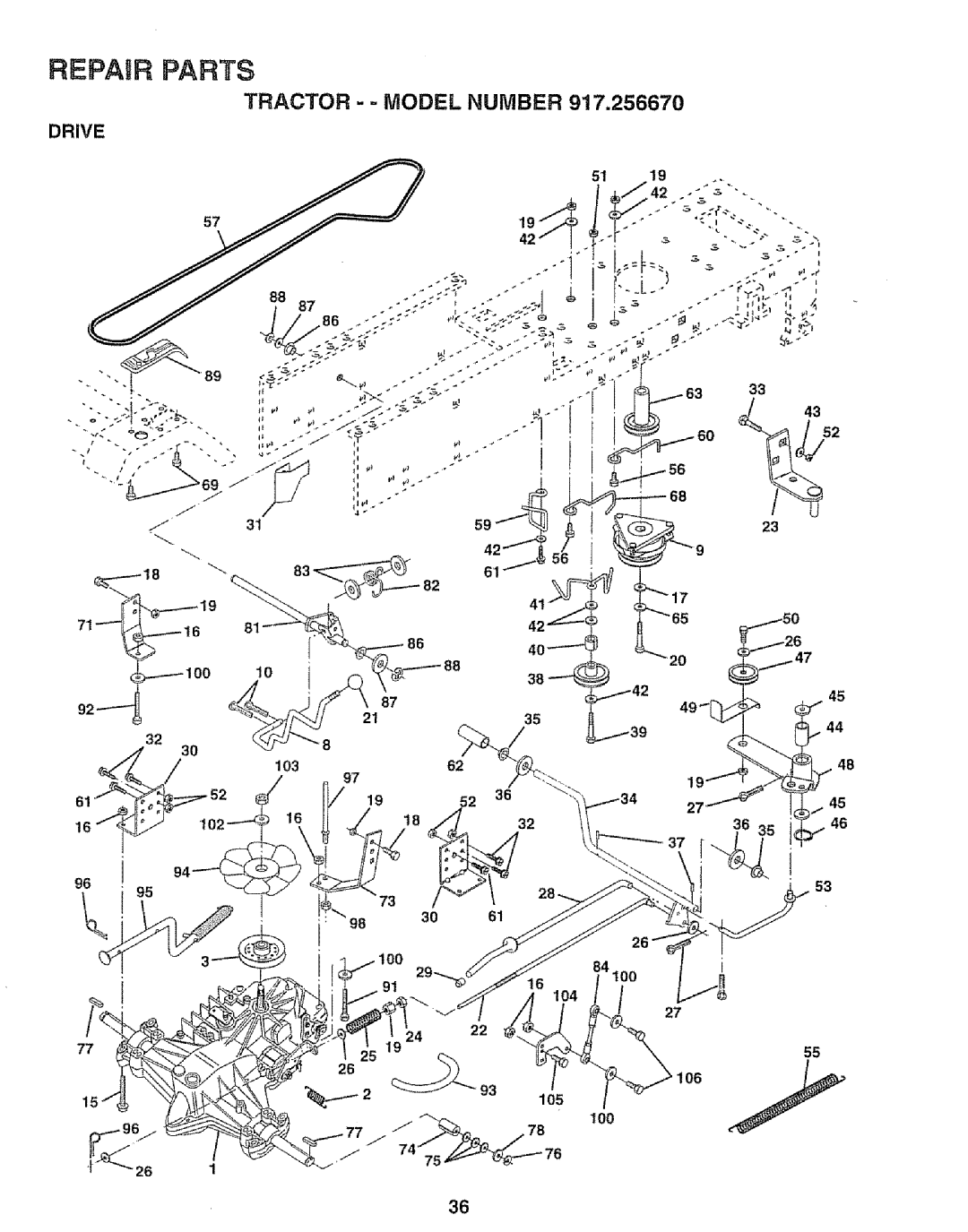 Sears 917.25667 owner manual Drive 