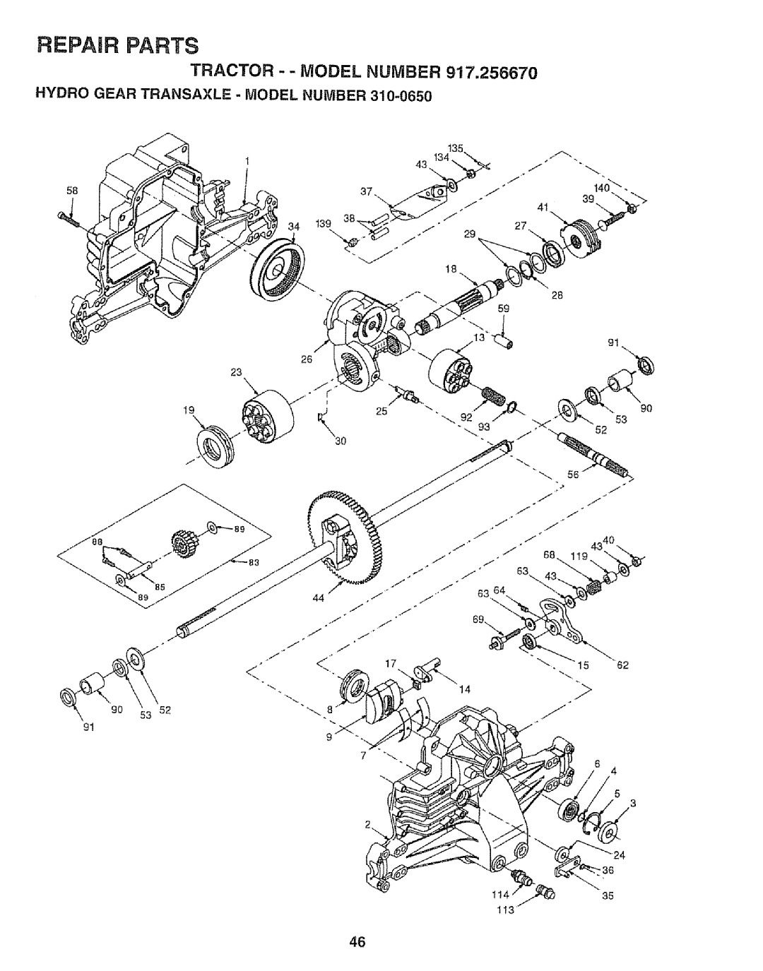 Sears 917.25667 owner manual Hydro Gear Transaxle Model Number 