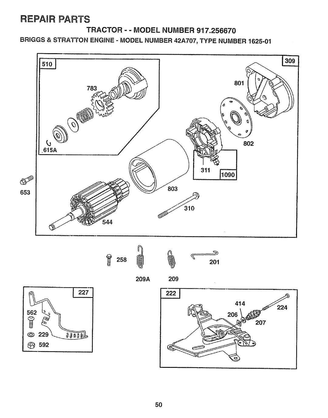 Sears 917.25667 owner manual 801, 8O2 615A 653 201, 414, 206, 229 