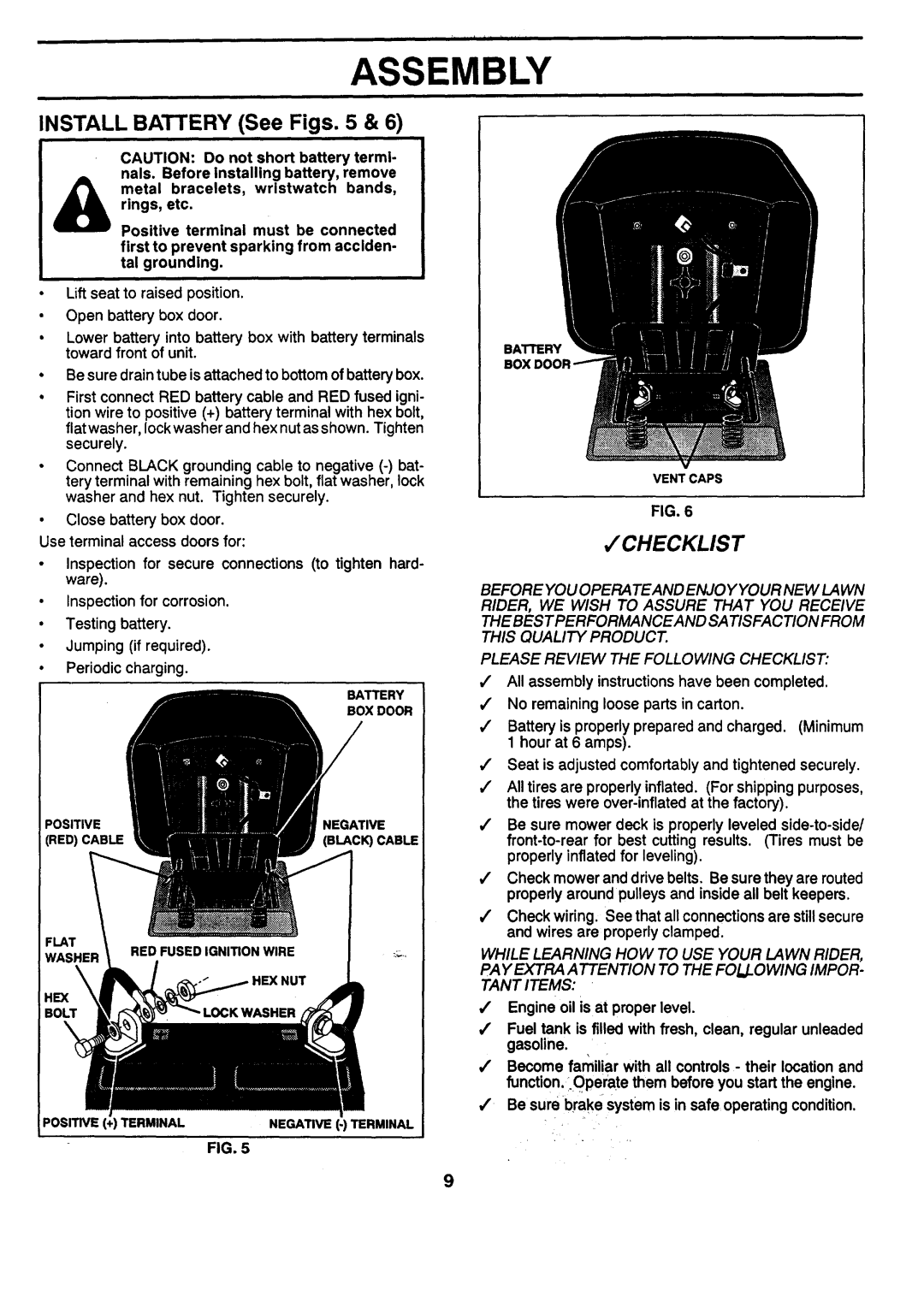 Sears 917.257462 manual Checklist, All assembly instructions have been completed 