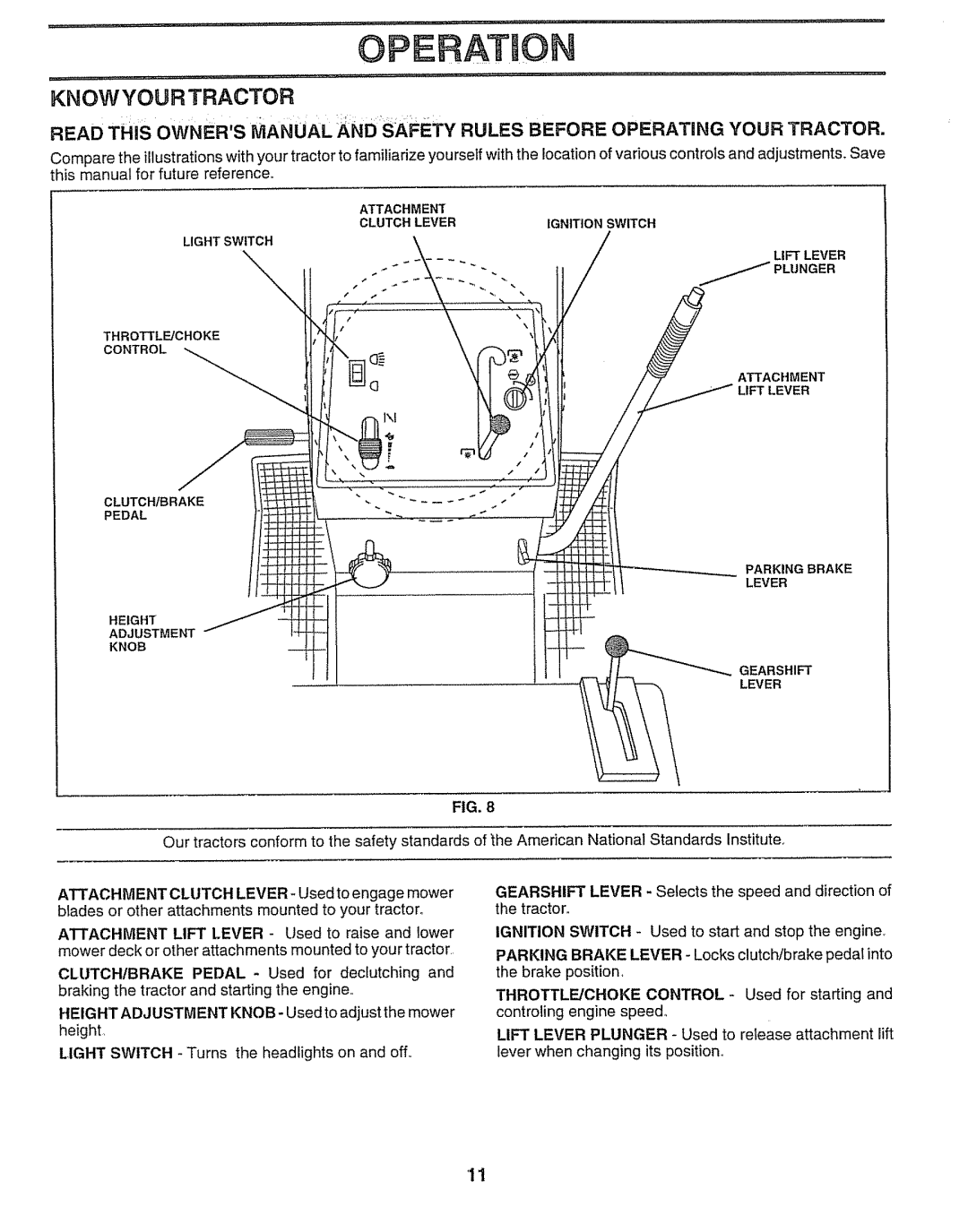 Sears 917.257552 manual OPERATmON, Knowyourtractor 