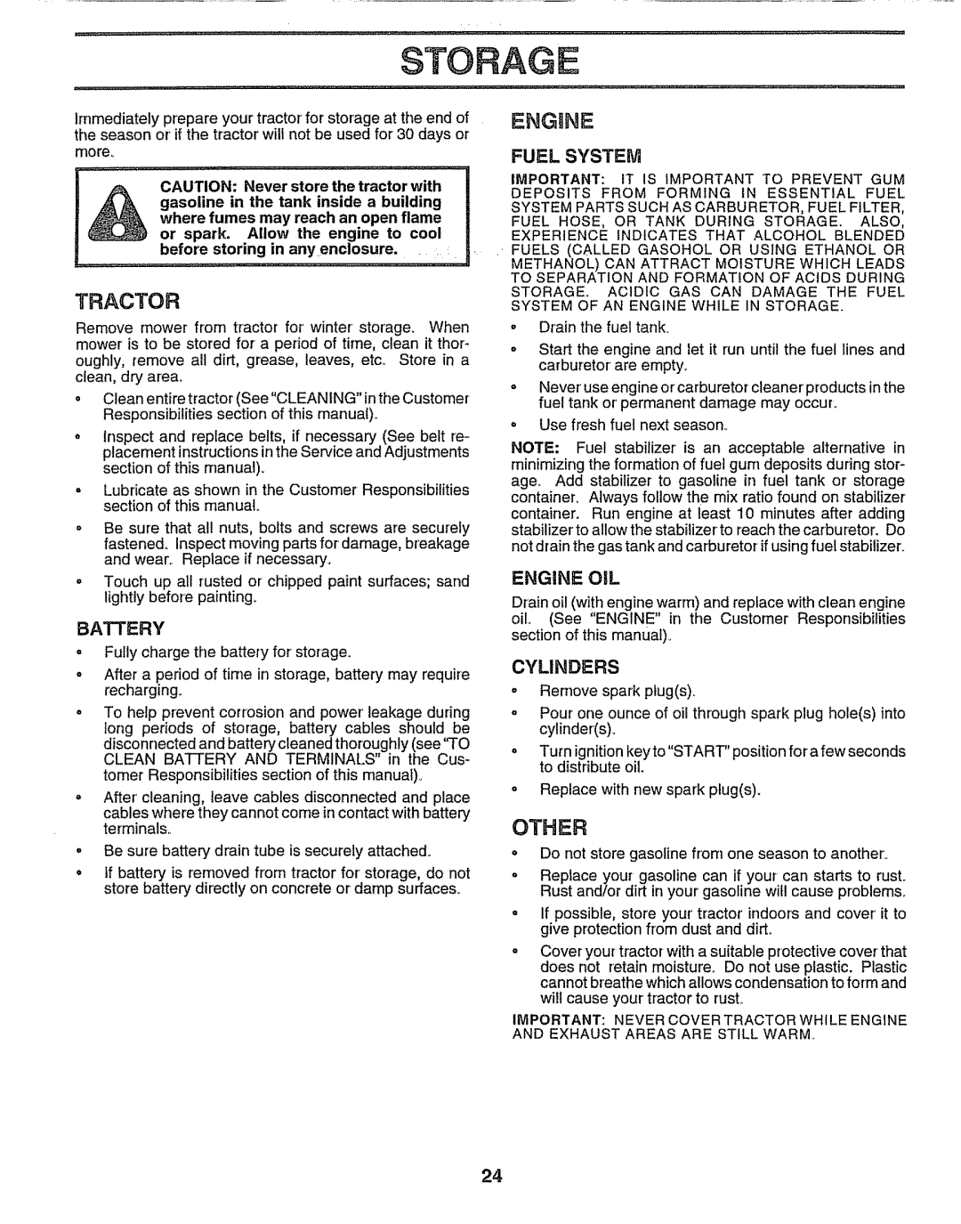 Sears 917.257552 manual Engiine, Battery, Fuel System, Engine OIL, Cylinders 