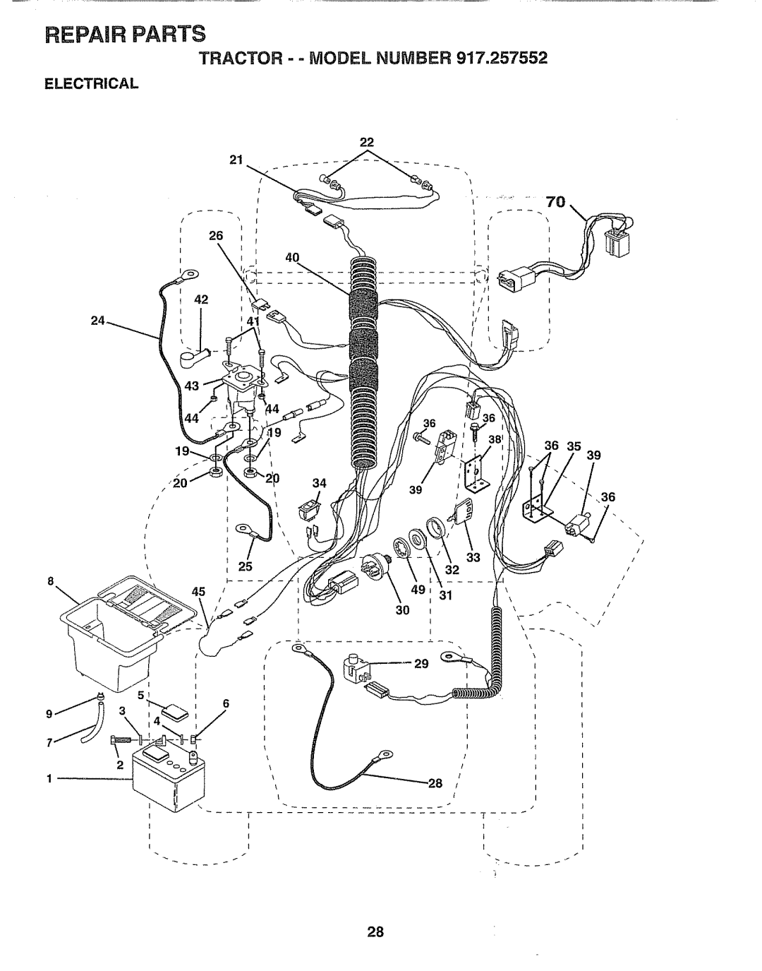 Sears 917.257552 manual Repair Parts, Electrical 